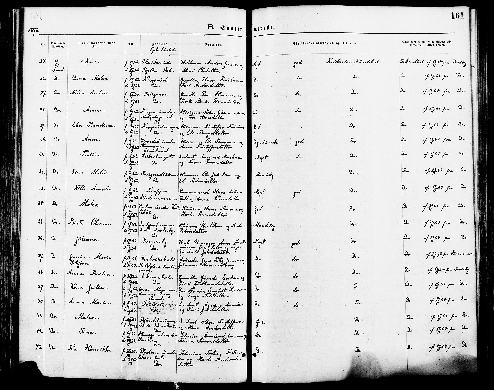 Nord-Odal prestekontor, AV/SAH-PREST-032/H/Ha/Haa/L0005: Parish register (official) no. 5, 1874-1885, p. 161