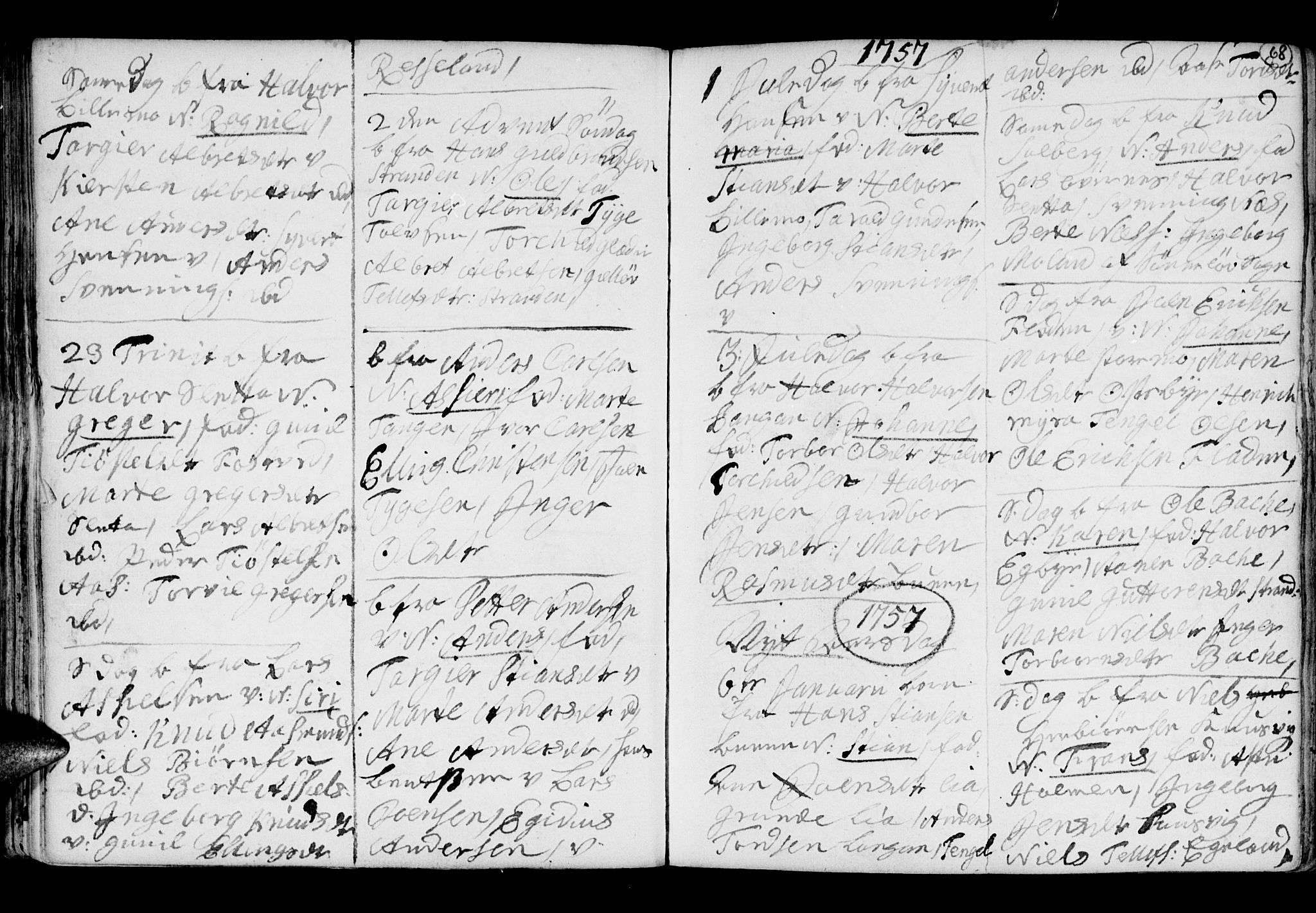 Holt sokneprestkontor, AV/SAK-1111-0021/F/Fb/L0005: Parish register (copy) no. B 5, 1746-1764, p. 68