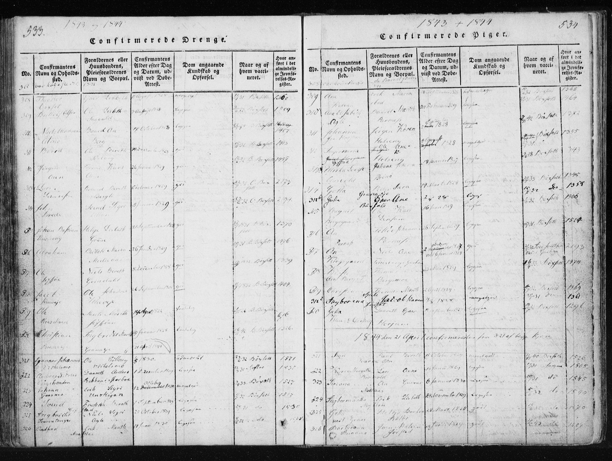 Ministerialprotokoller, klokkerbøker og fødselsregistre - Nord-Trøndelag, SAT/A-1458/749/L0469: Parish register (official) no. 749A03, 1817-1857, p. 533-534