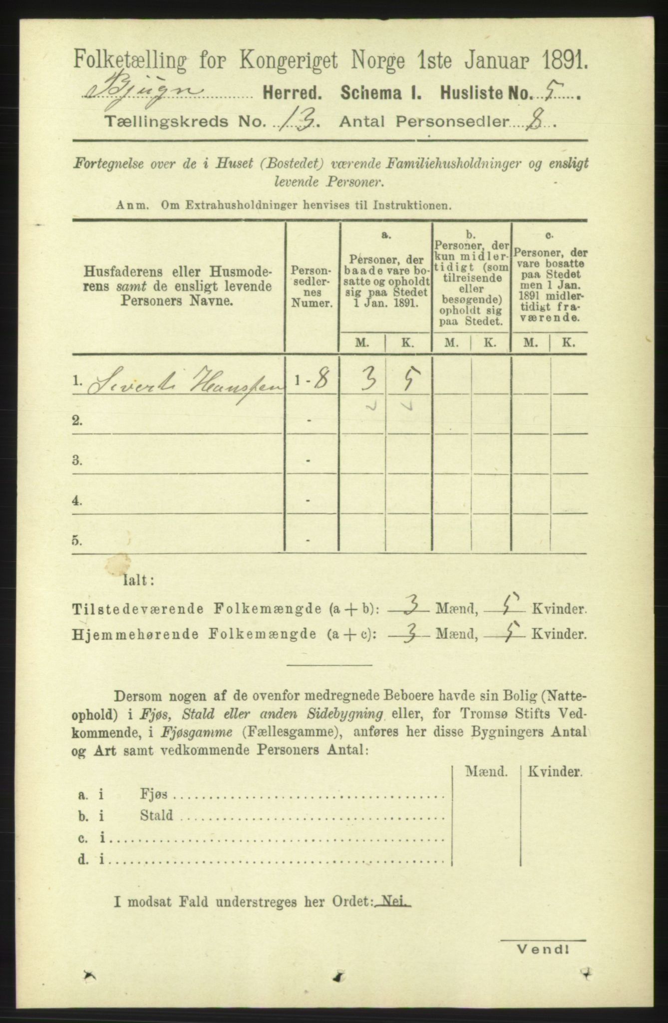 RA, 1891 census for 1627 Bjugn, 1891, p. 3735