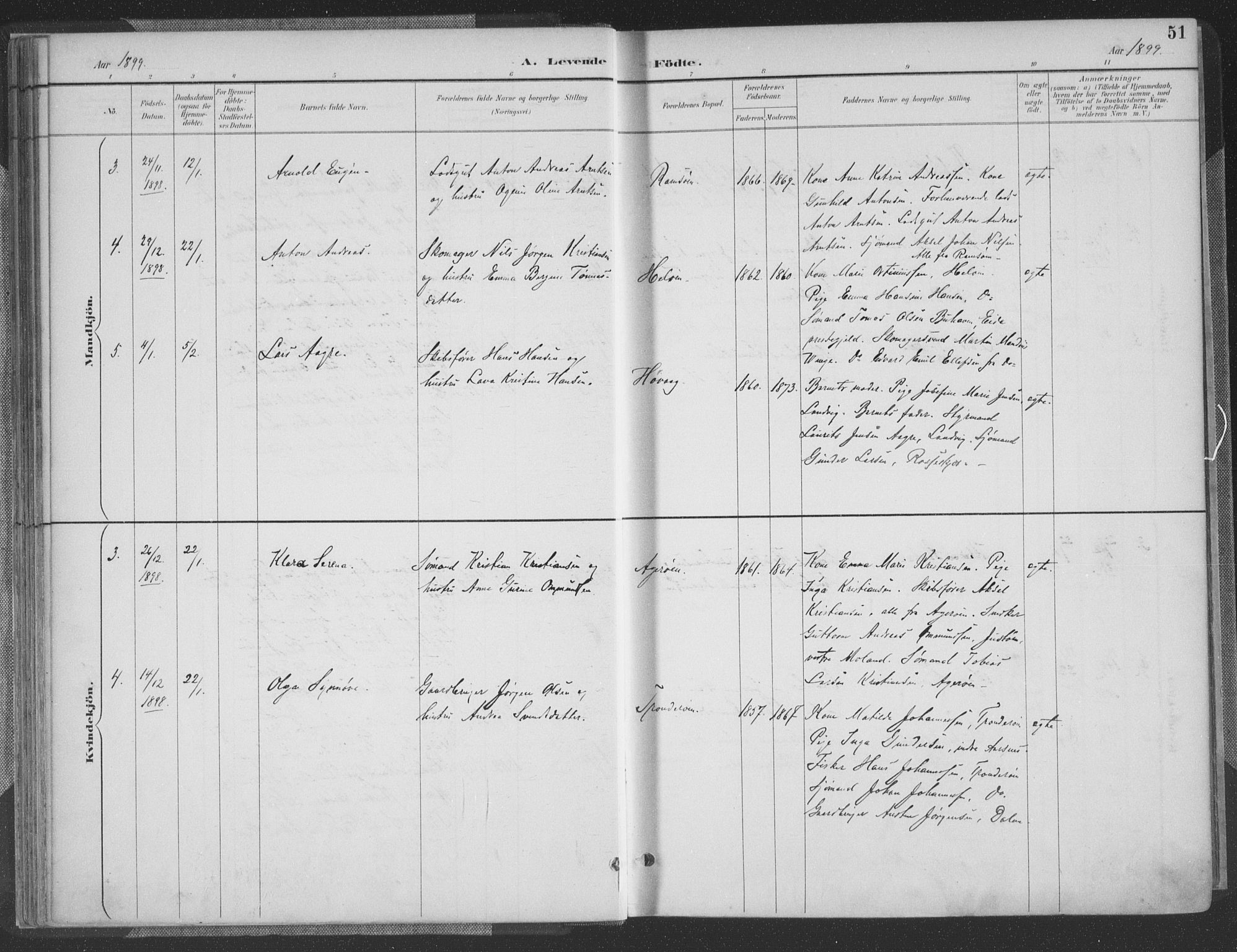 Høvåg sokneprestkontor, SAK/1111-0025/F/Fa/L0006: Parish register (official) no. A 6, 1894-1923, p. 51