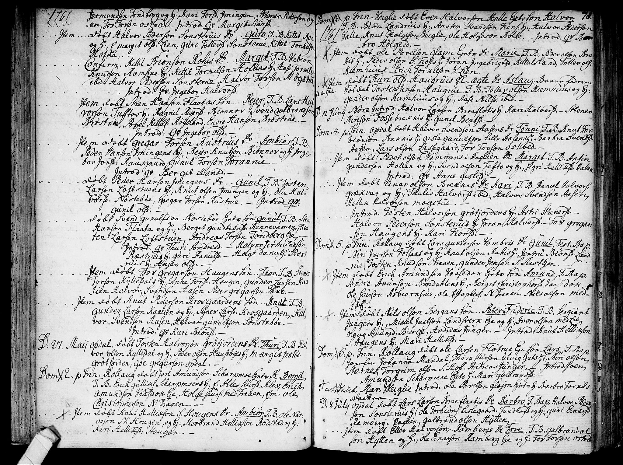 Rollag kirkebøker, SAKO/A-240/F/Fa/L0003: Parish register (official) no. I 3, 1743-1778, p. 78