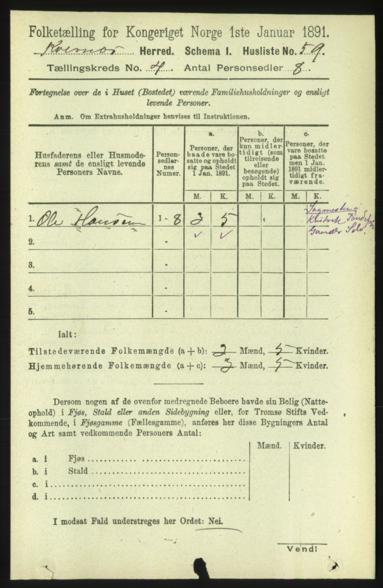 RA, 1891 census for 1553 Kvernes, 1891, p. 1726