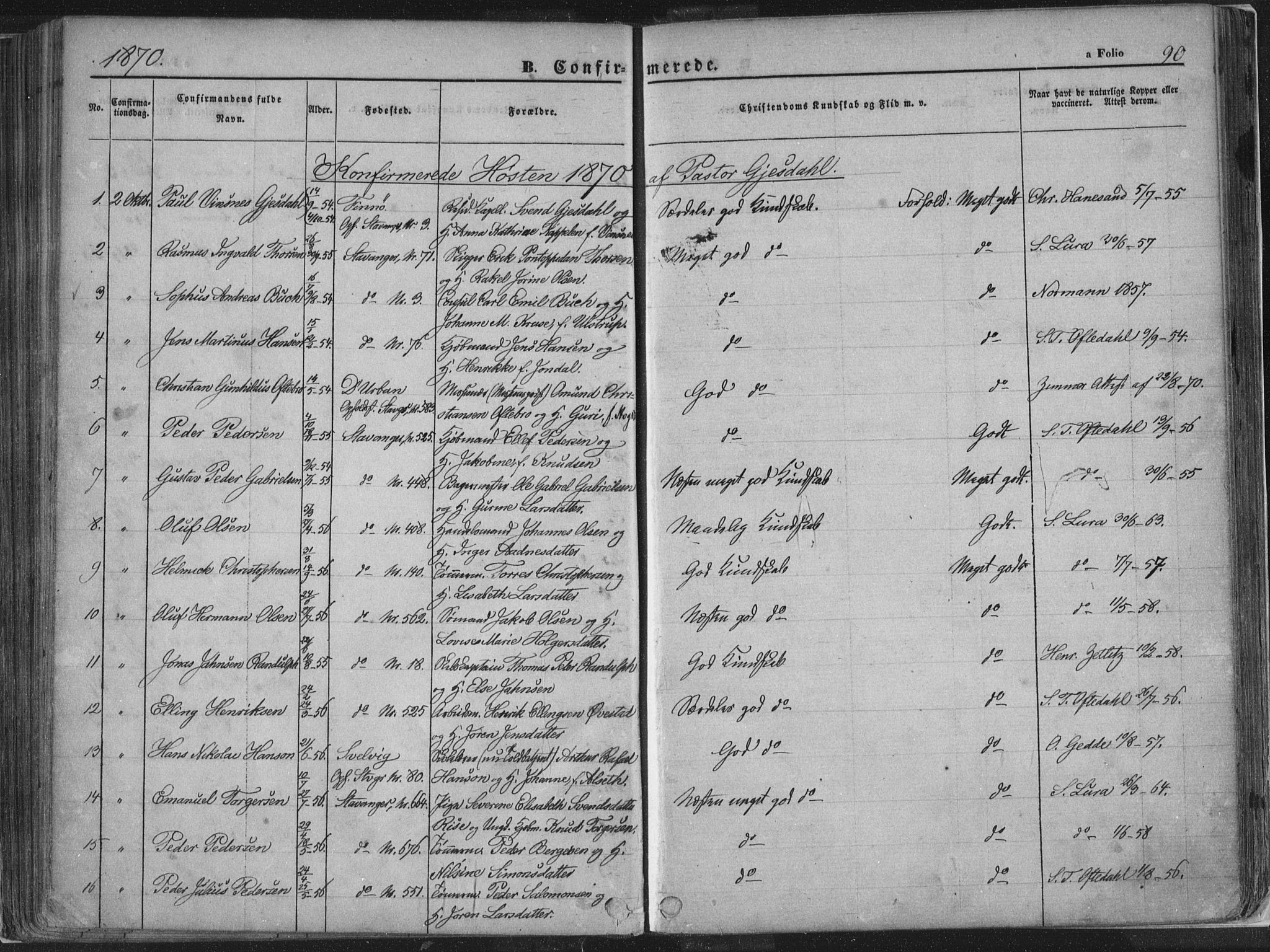 Domkirken sokneprestkontor, AV/SAST-A-101812/001/30/30BA/L0018: Parish register (official) no. A 17, 1857-1877, p. 90