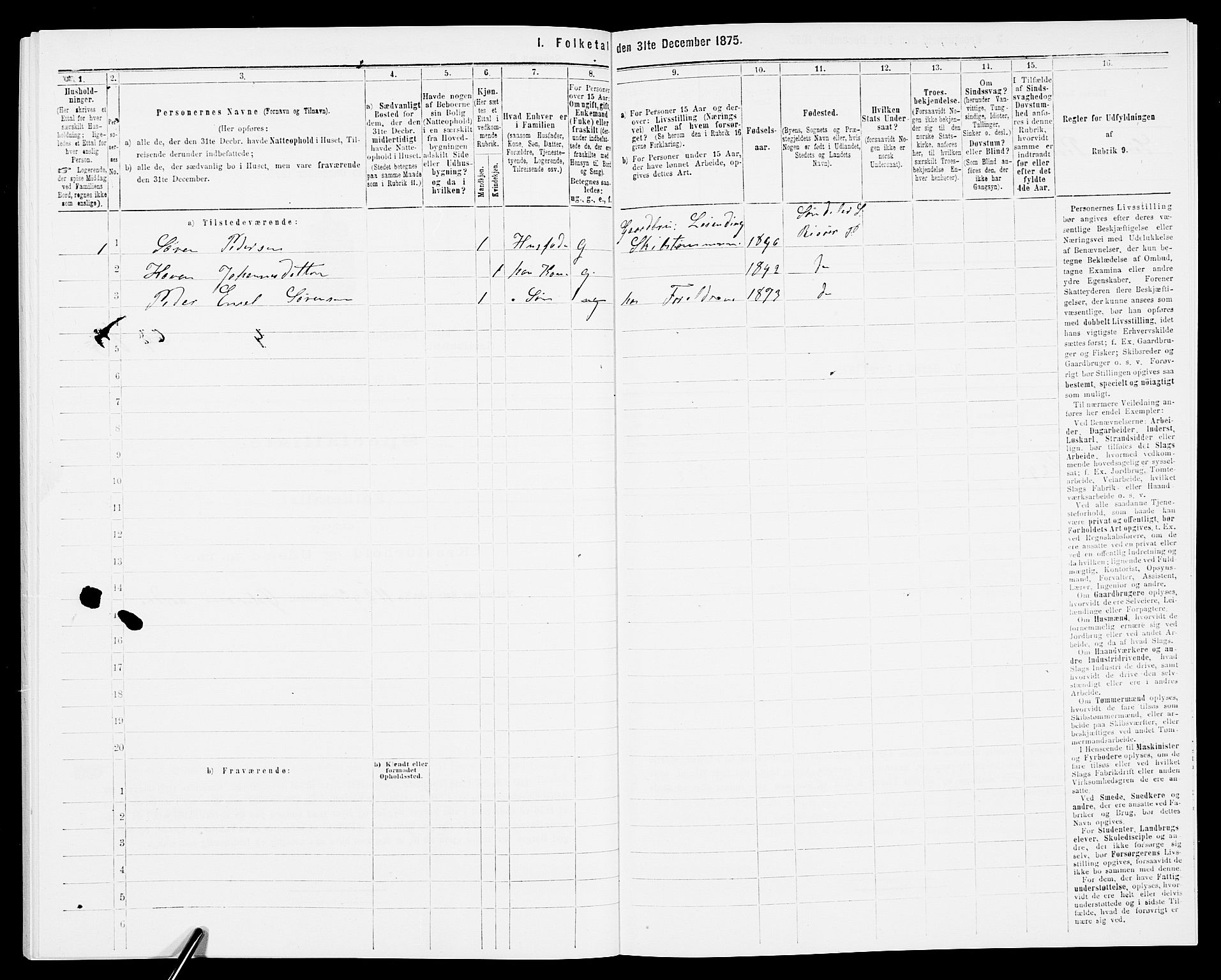 SAK, 1875 census for 0913L Risør/Søndeled, 1875, p. 780