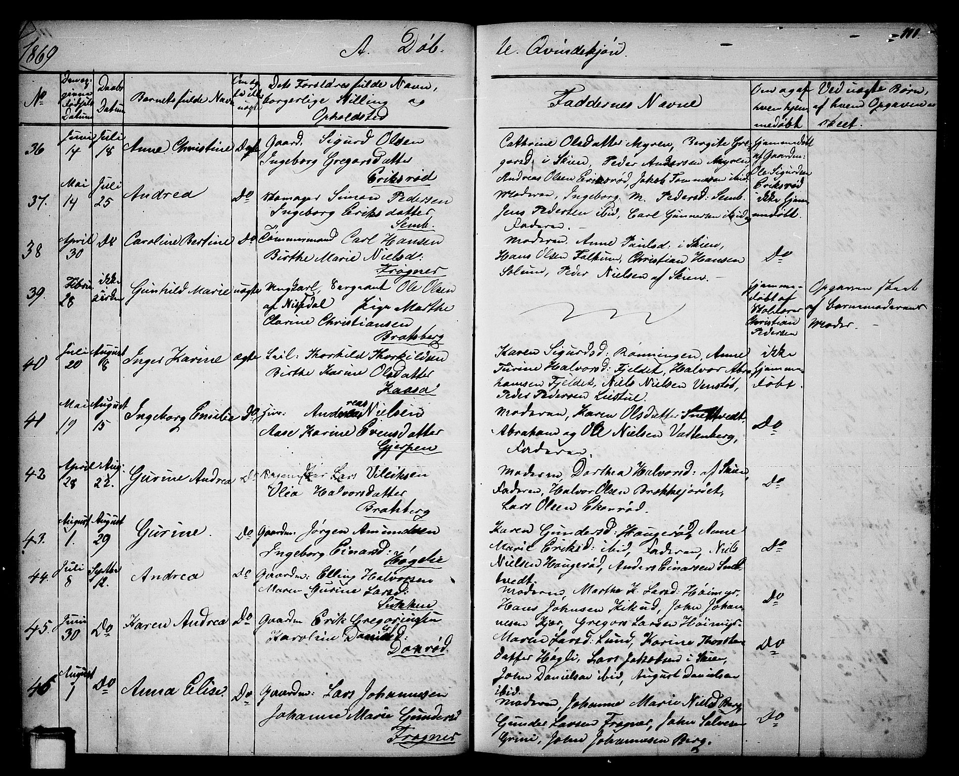 Gjerpen kirkebøker, SAKO/A-265/G/Ga/L0001: Parish register (copy) no. I 1, 1864-1882, p. 111