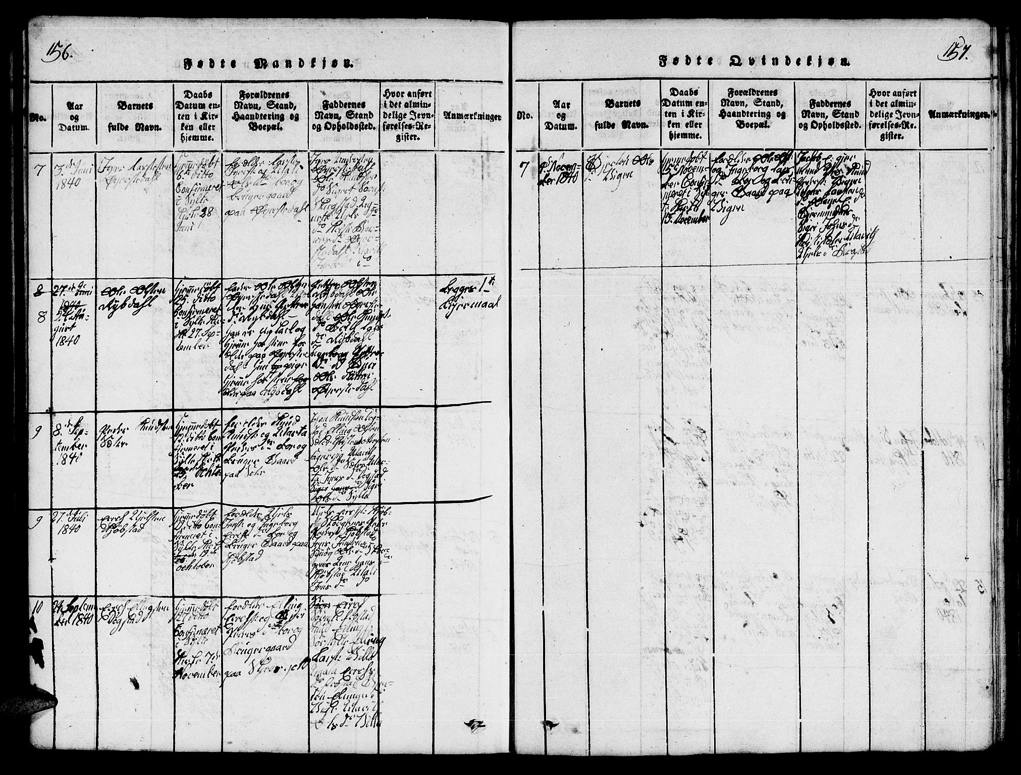 Ministerialprotokoller, klokkerbøker og fødselsregistre - Møre og Romsdal, AV/SAT-A-1454/541/L0546: Parish register (copy) no. 541C01, 1818-1856, p. 156-157