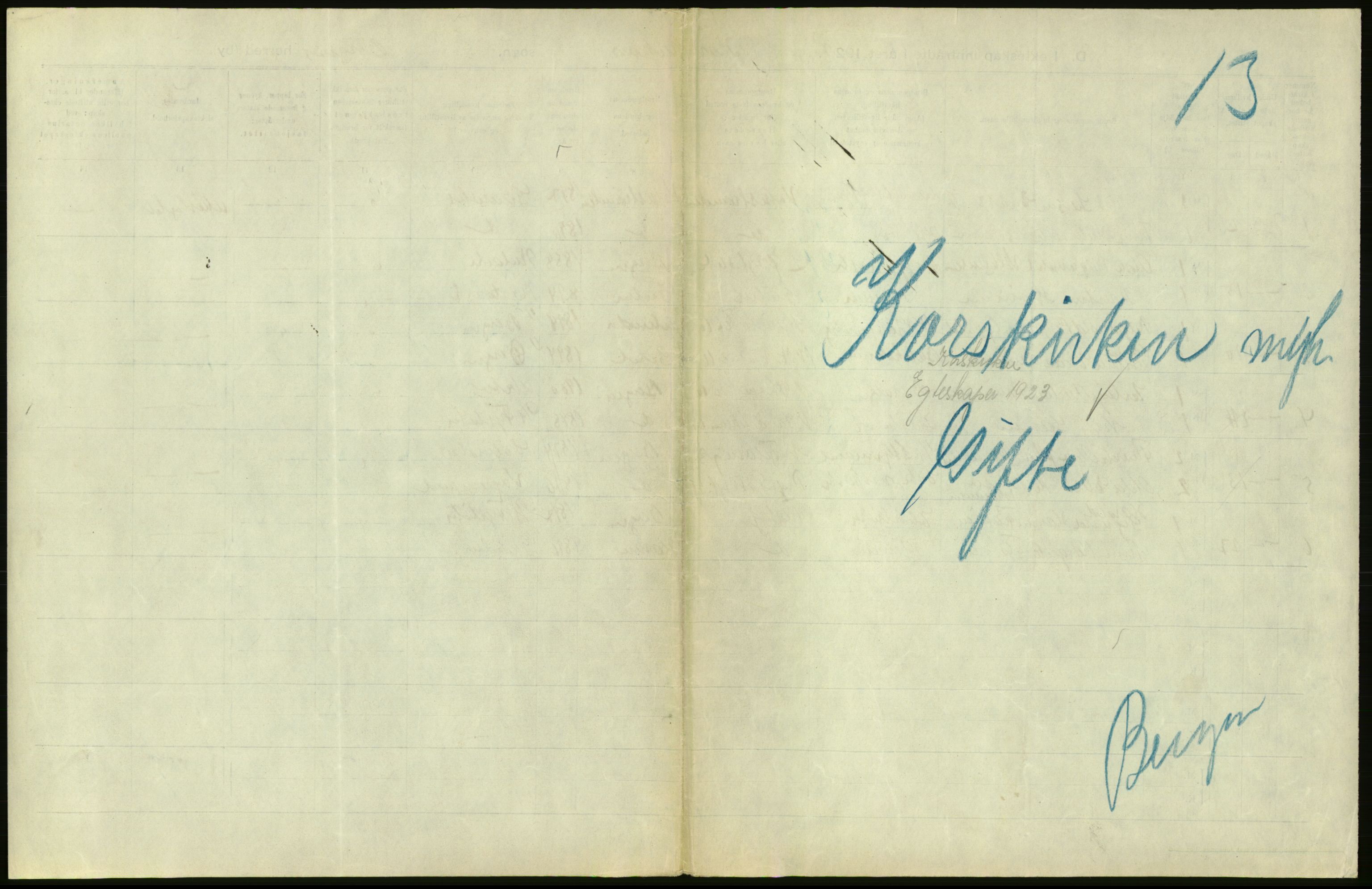 Statistisk sentralbyrå, Sosiodemografiske emner, Befolkning, AV/RA-S-2228/D/Df/Dfc/Dfcc/L0029: Bergen: Gifte, døde, dødfødte., 1923, p. 553