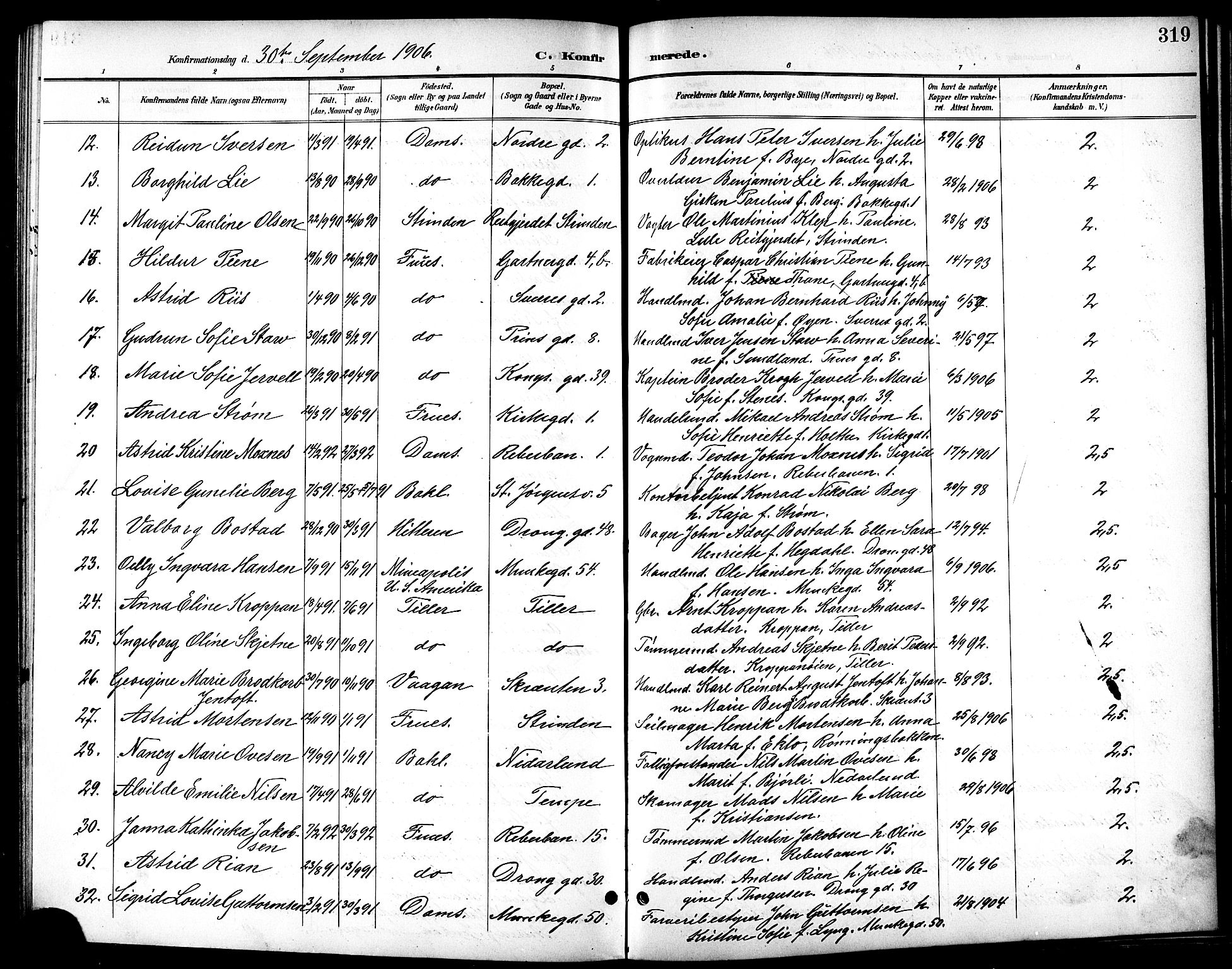 Ministerialprotokoller, klokkerbøker og fødselsregistre - Sør-Trøndelag, SAT/A-1456/601/L0094: Parish register (copy) no. 601C12, 1898-1911, p. 319