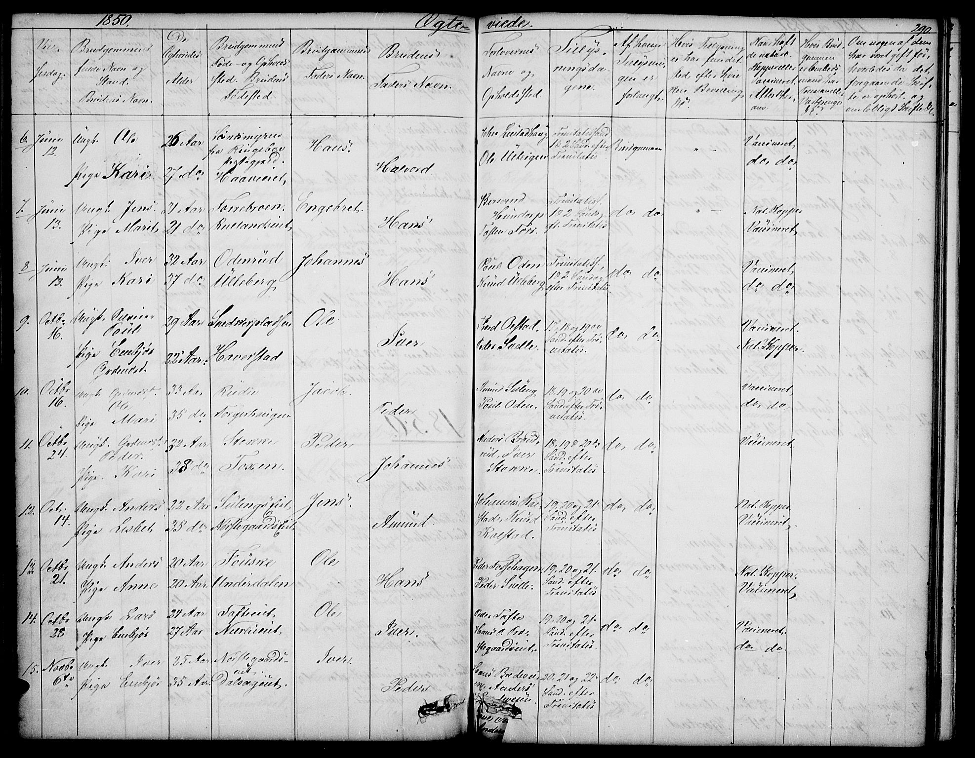 Sør-Fron prestekontor, SAH/PREST-010/H/Ha/Hab/L0001: Parish register (copy) no. 1, 1844-1863, p. 290