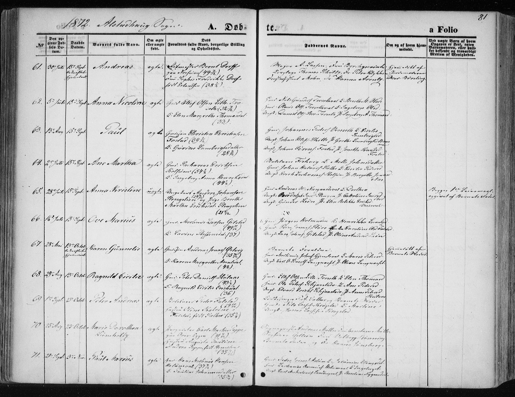 Ministerialprotokoller, klokkerbøker og fødselsregistre - Nord-Trøndelag, AV/SAT-A-1458/717/L0157: Parish register (official) no. 717A08 /1, 1863-1877, p. 81