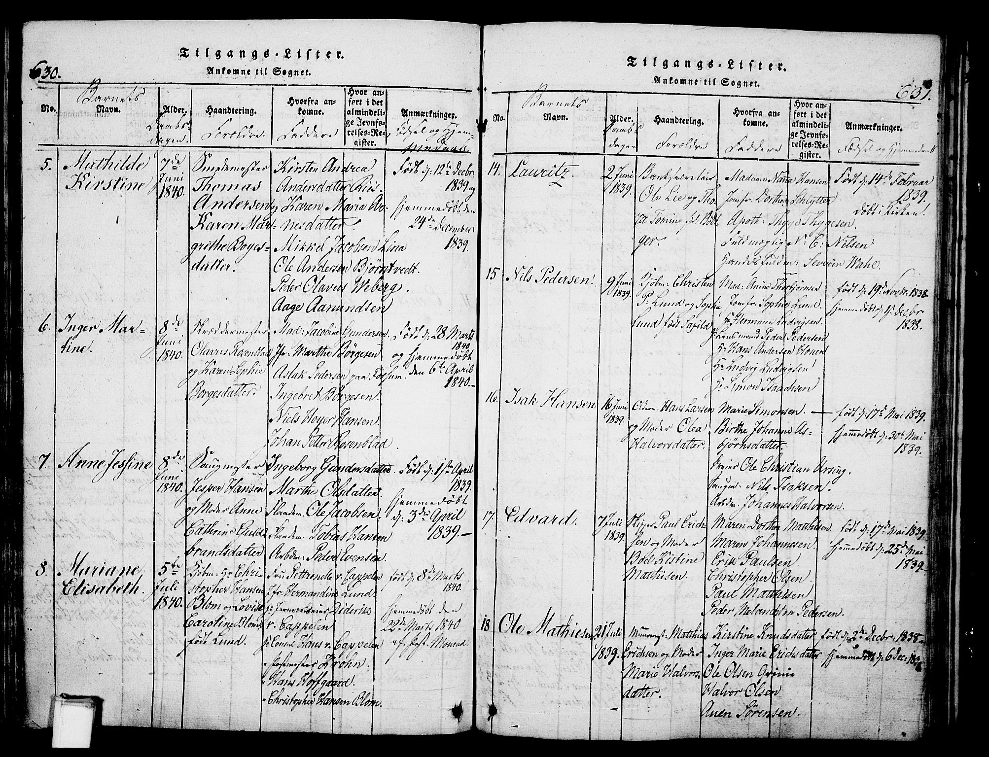 Skien kirkebøker, SAKO/A-302/G/Ga/L0002: Parish register (copy) no. 2, 1814-1842, p. 630-631
