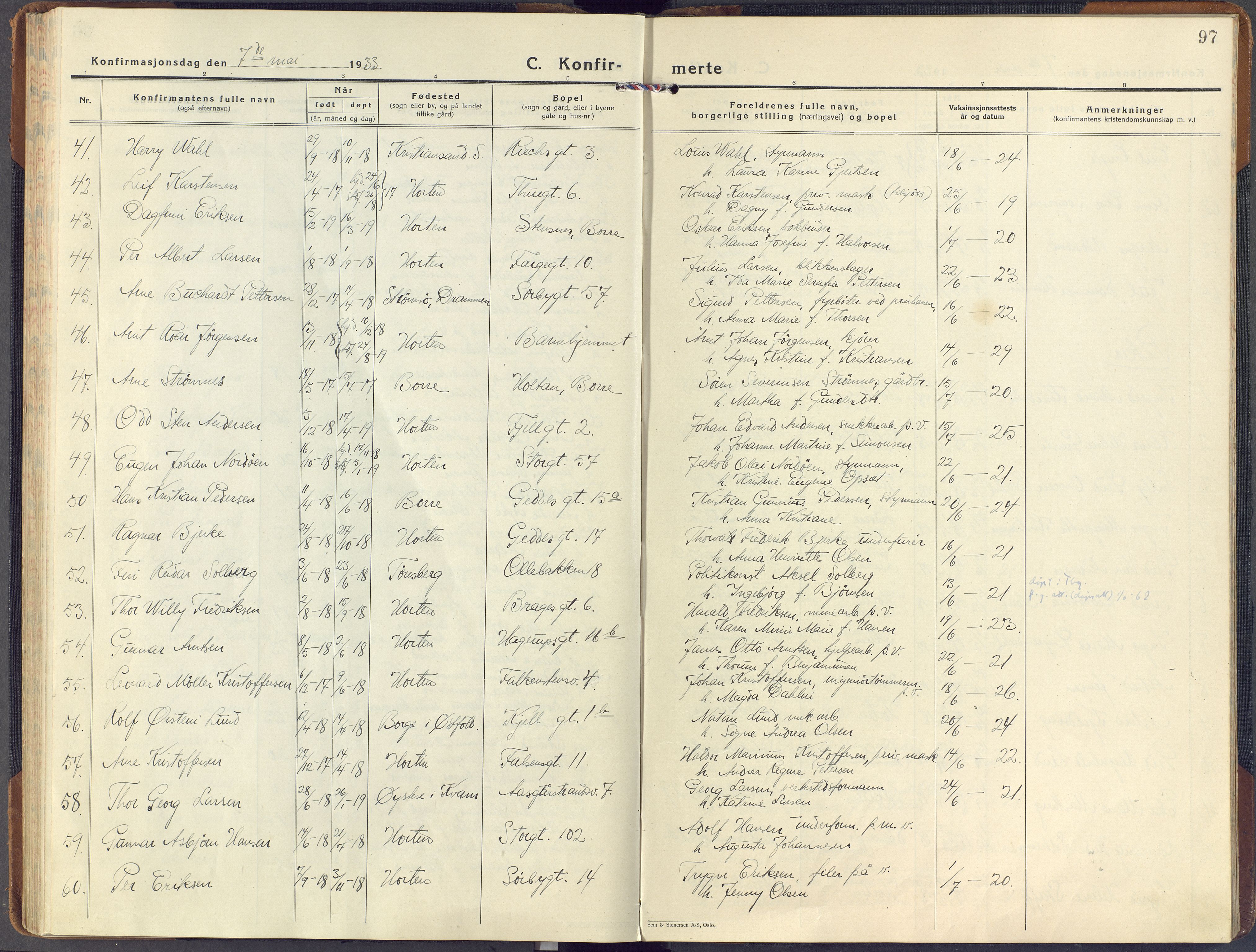 Horten kirkebøker, AV/SAKO-A-348/F/Fa/L0011: Parish register (official) no. 11, 1926-1937, p. 97