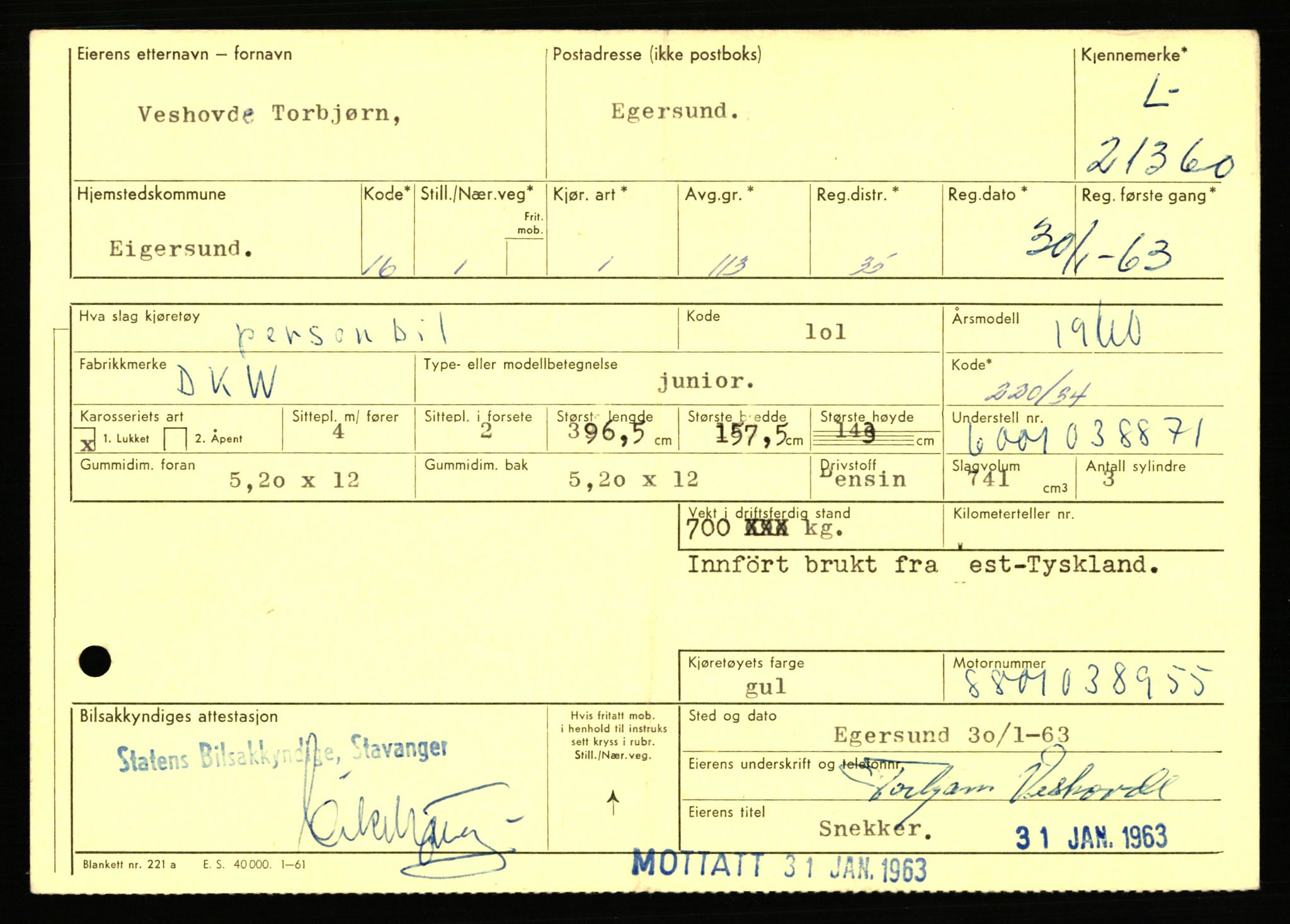 Stavanger trafikkstasjon, AV/SAST-A-101942/0/F/L0037: L-20500 - L-21499, 1930-1971, p. 2087