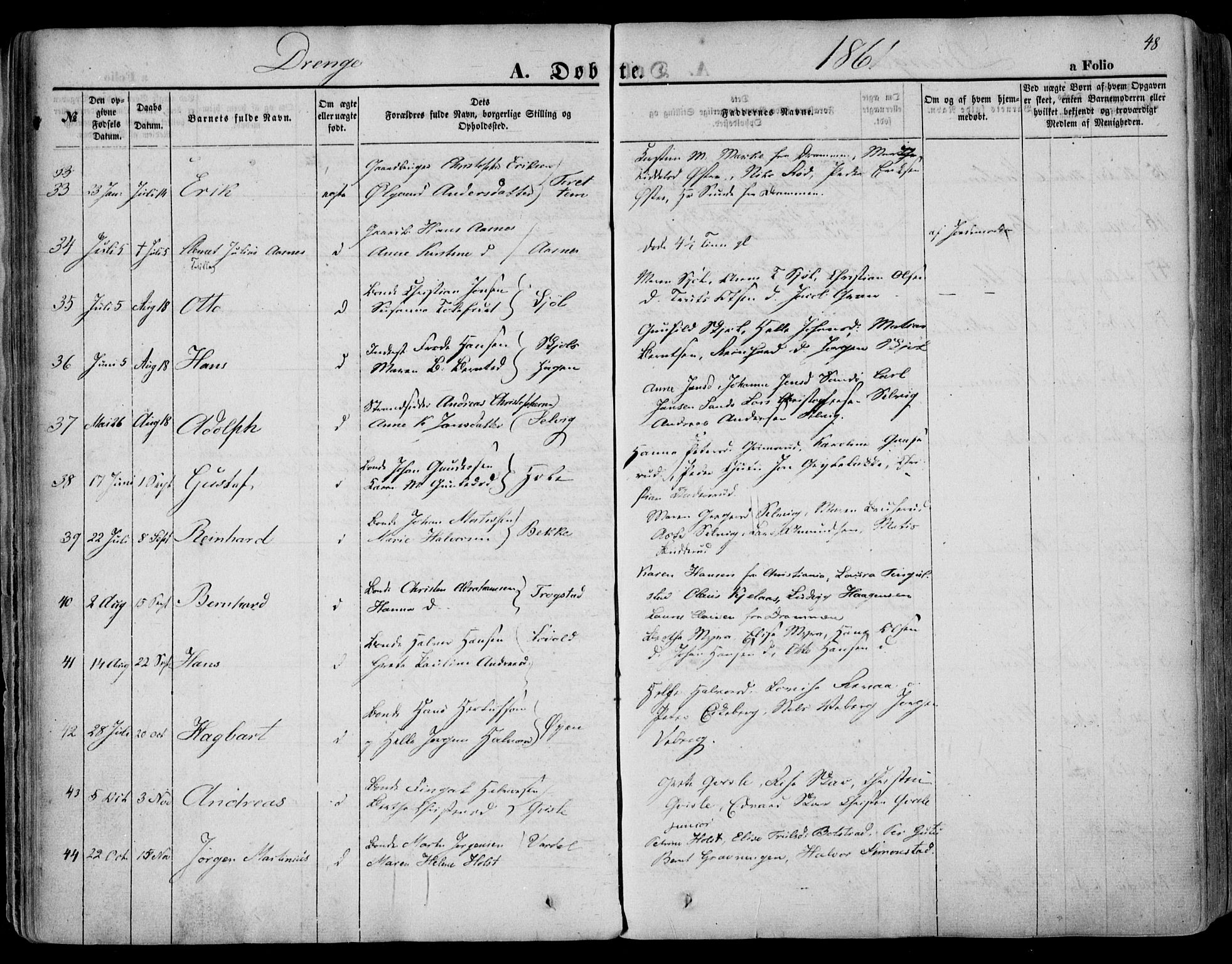 Sande Kirkebøker, AV/SAKO-A-53/F/Fa/L0004: Parish register (official) no. 4, 1847-1864, p. 48