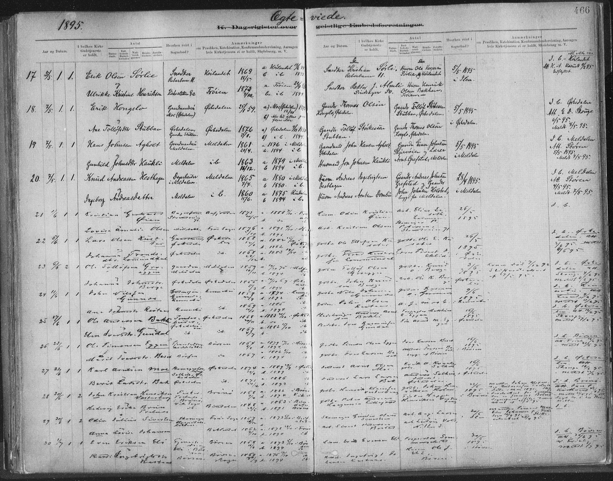 Ministerialprotokoller, klokkerbøker og fødselsregistre - Sør-Trøndelag, SAT/A-1456/603/L0163: Parish register (official) no. 603A02, 1879-1895, p. 466