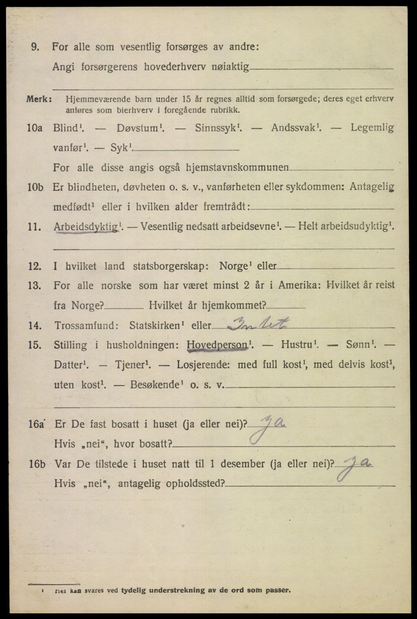 SAK, 1920 census for Tonstad, 1920, p. 329