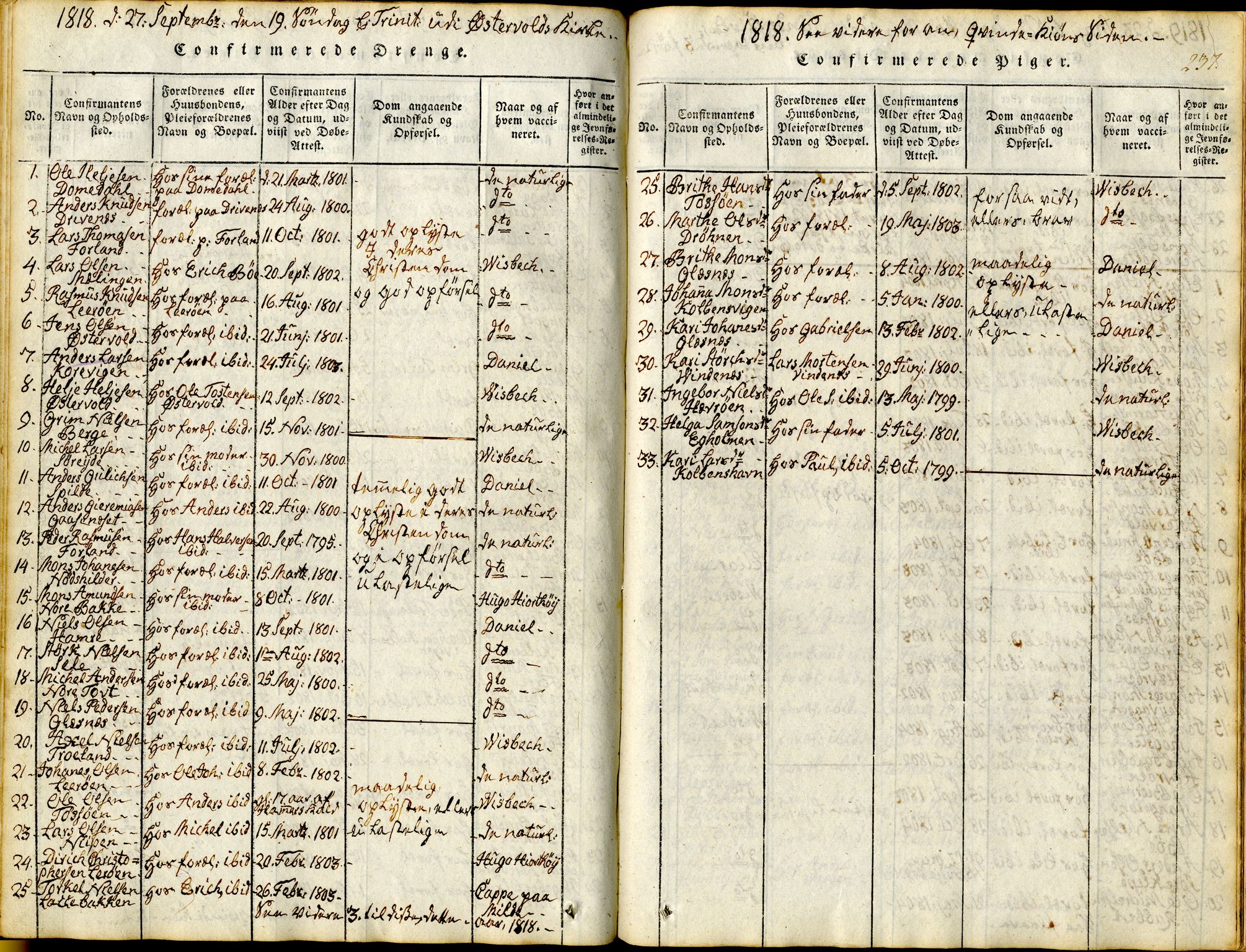 Sund sokneprestembete, AV/SAB-A-99930: Parish register (official) no. A 11, 1814-1825, p. 237