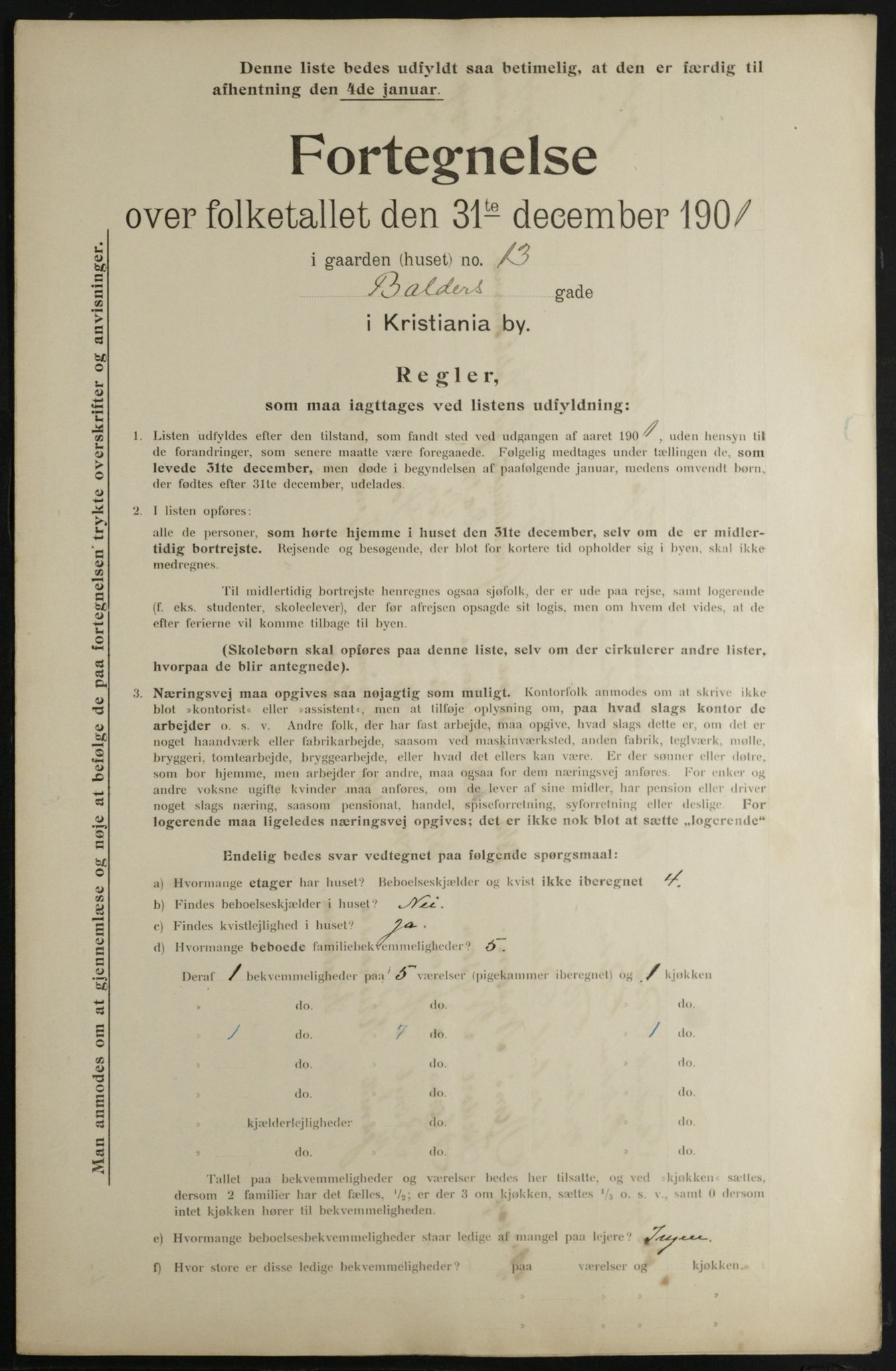 OBA, Municipal Census 1901 for Kristiania, 1901, p. 630