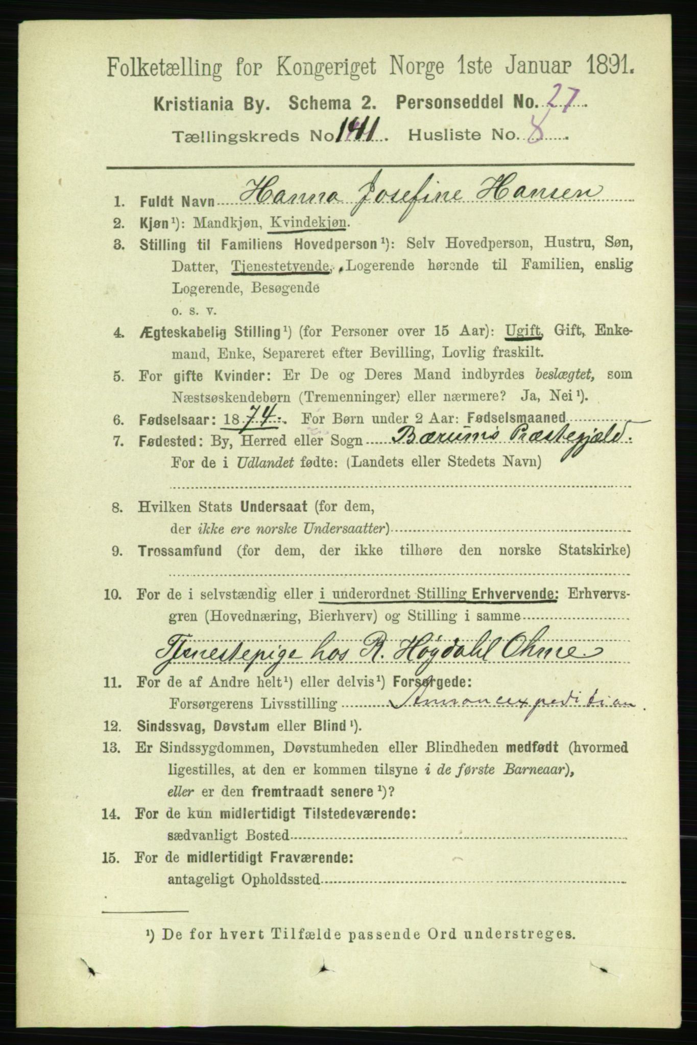 RA, 1891 census for 0301 Kristiania, 1891, p. 78266