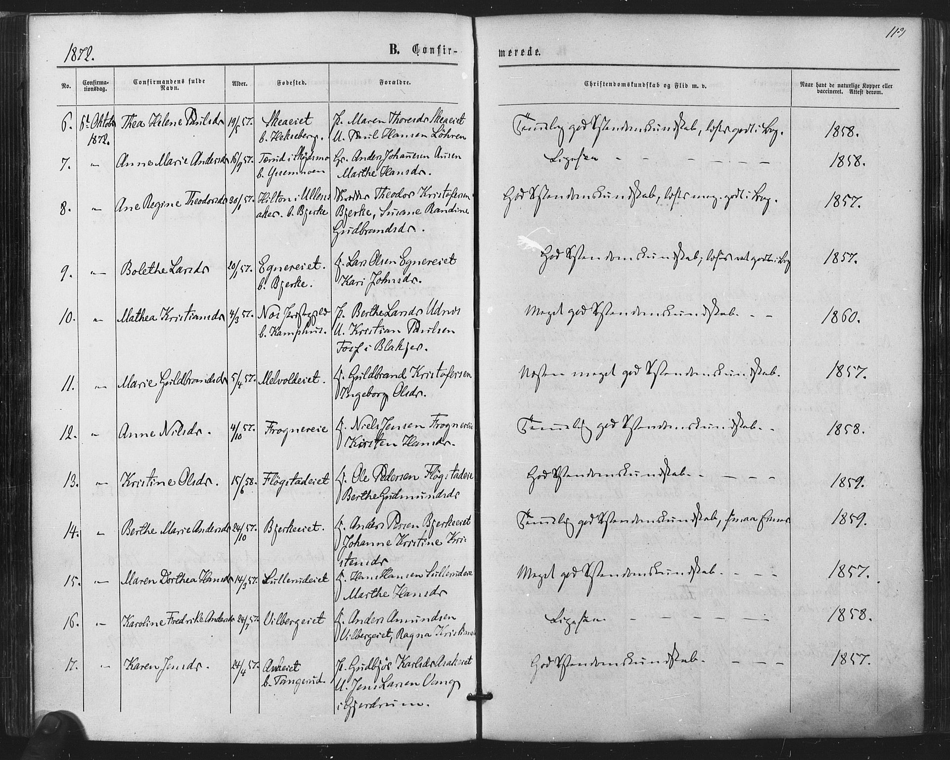 Sørum prestekontor Kirkebøker, AV/SAO-A-10303/F/Fa/L0006: Parish register (official) no. I 6, 1864-1877, p. 113