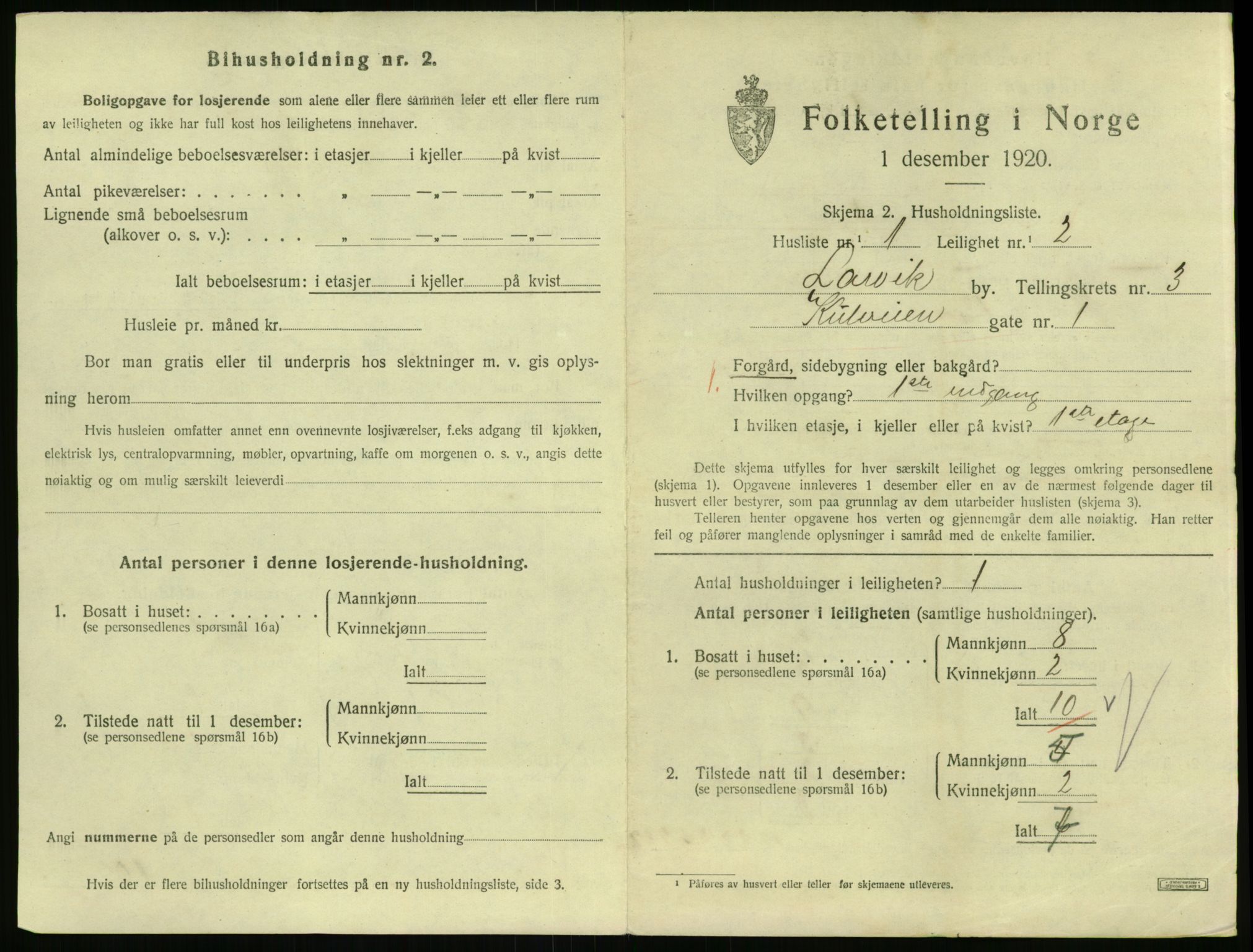 SAKO, 1920 census for Larvik, 1920, p. 3856