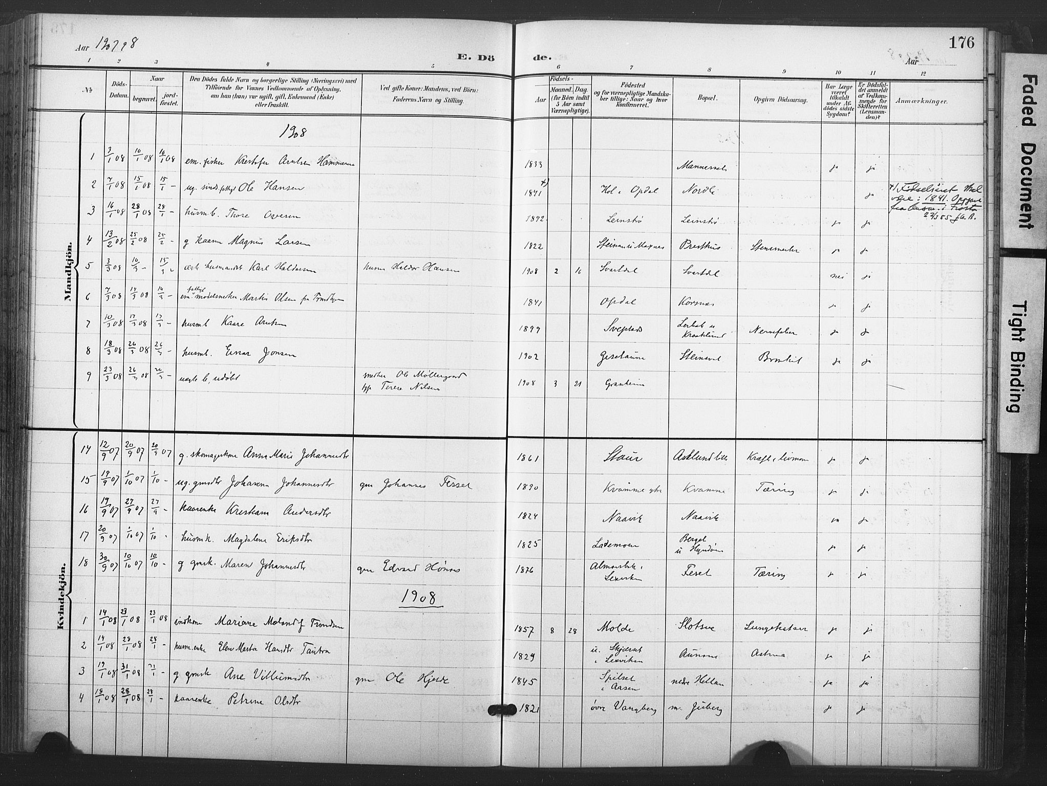 Ministerialprotokoller, klokkerbøker og fødselsregistre - Nord-Trøndelag, SAT/A-1458/713/L0122: Parish register (official) no. 713A11, 1899-1910, p. 176