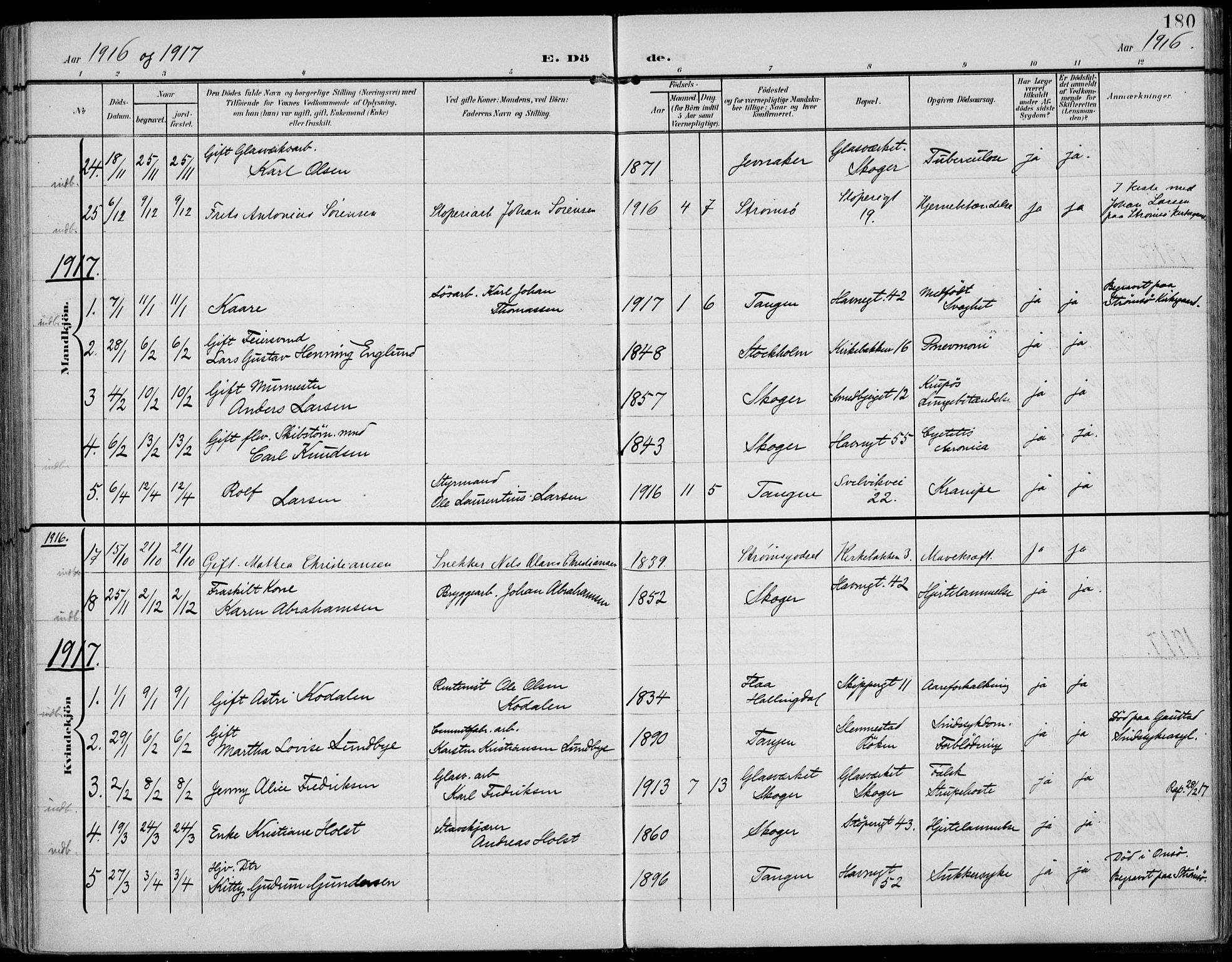 Strømsø kirkebøker, AV/SAKO-A-246/F/Fb/L0008: Parish register (official) no. II 8, 1902-1933, p. 180