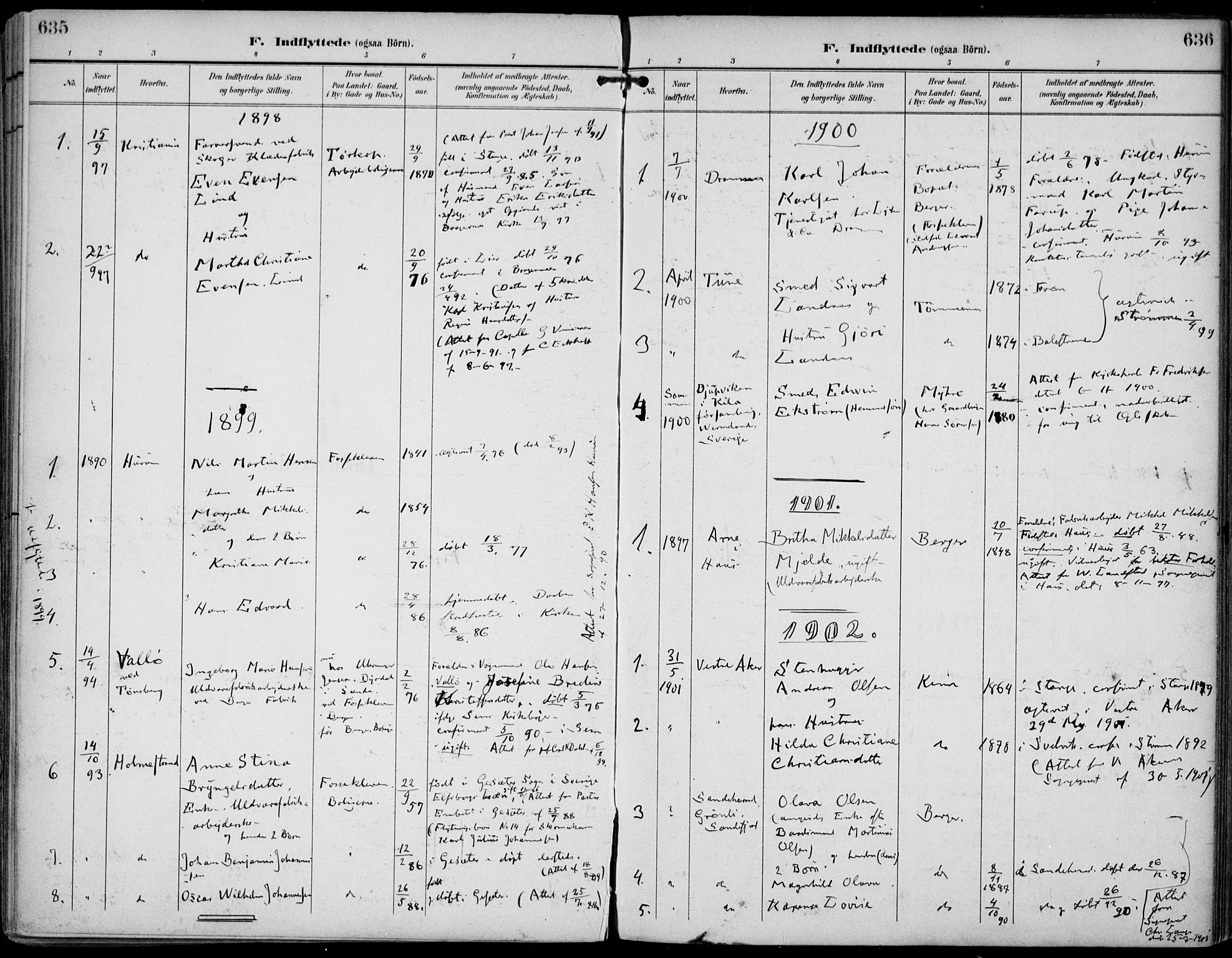 Strømm kirkebøker, AV/SAKO-A-322/F/Fa/L0005: Parish register (official) no. I 5, 1898-1919, p. 635-636