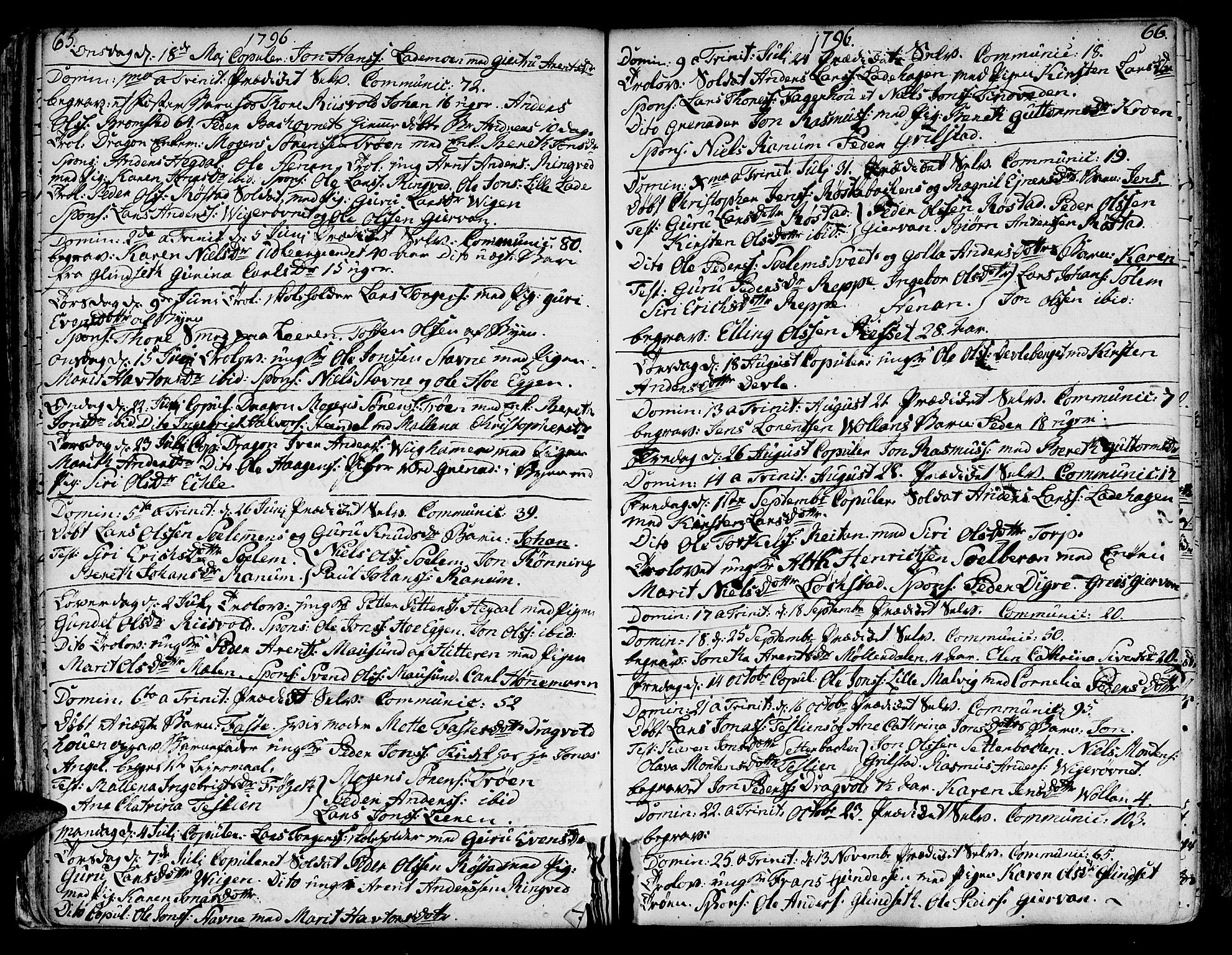 Ministerialprotokoller, klokkerbøker og fødselsregistre - Sør-Trøndelag, SAT/A-1456/606/L0280: Parish register (official) no. 606A02 /1, 1781-1817, p. 65-66