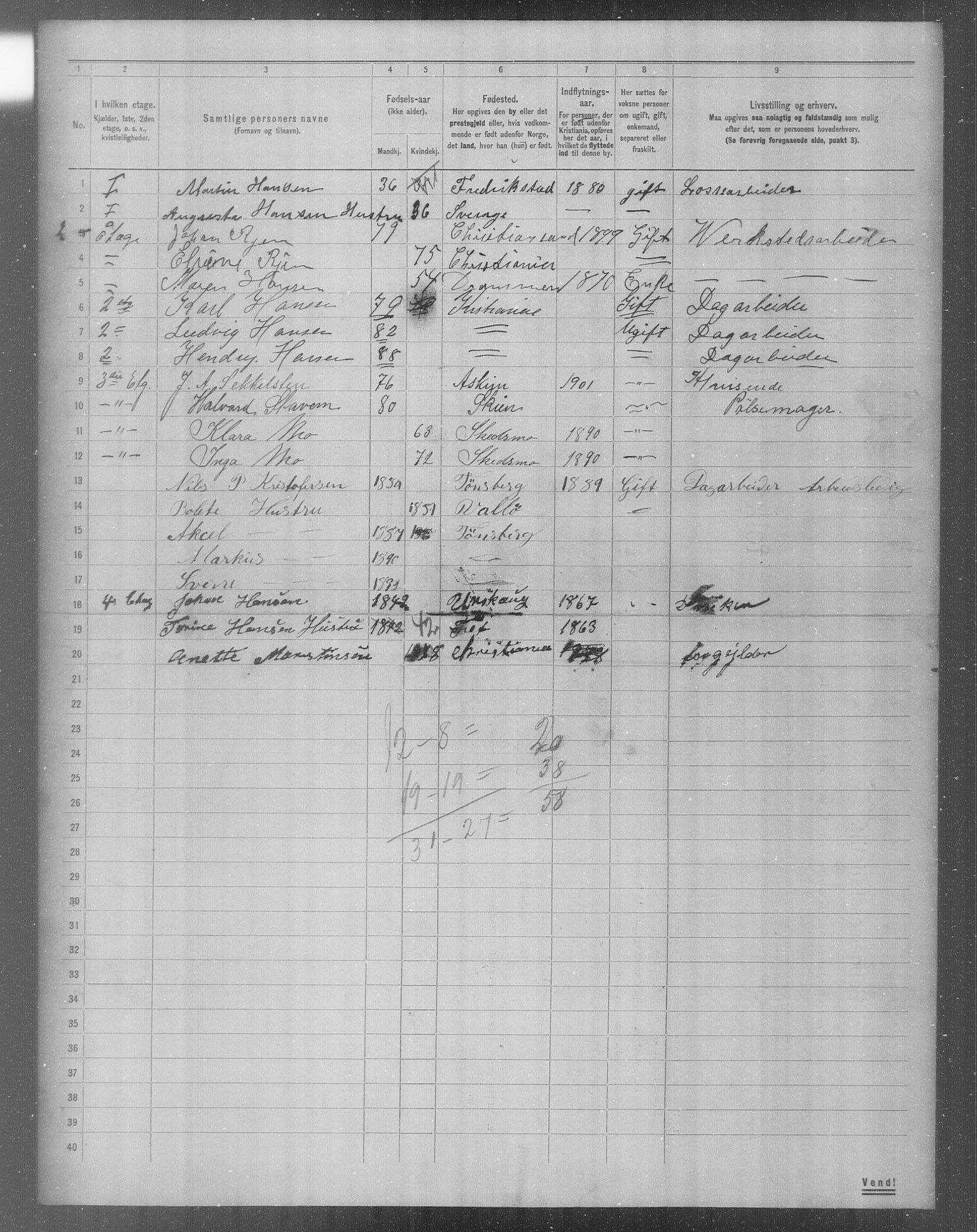 OBA, Municipal Census 1904 for Kristiania, 1904, p. 13819