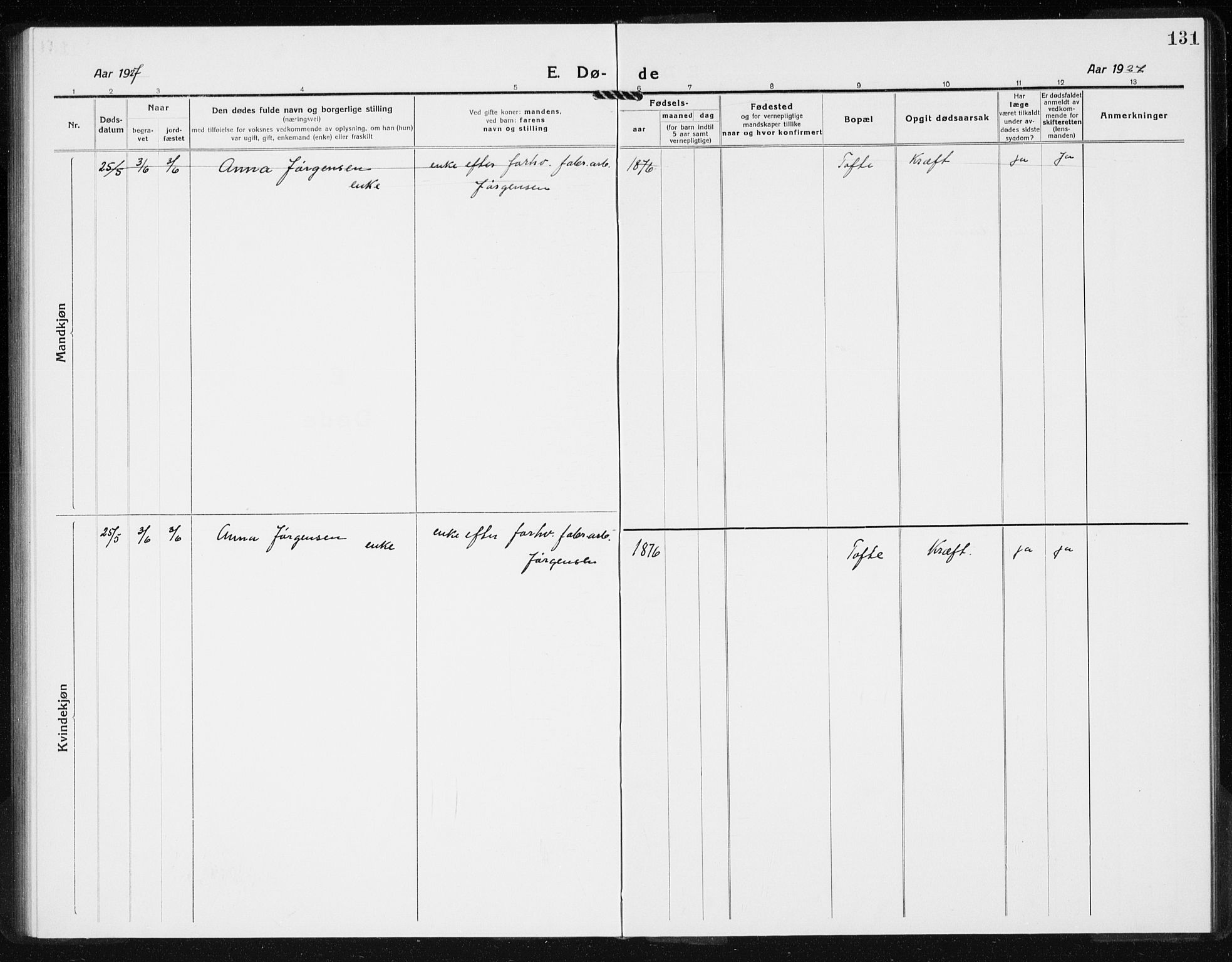 Hurum kirkebøker, AV/SAKO-A-229/G/Gb/L0001: Parish register (copy) no. II 1, 1917-1934, p. 131