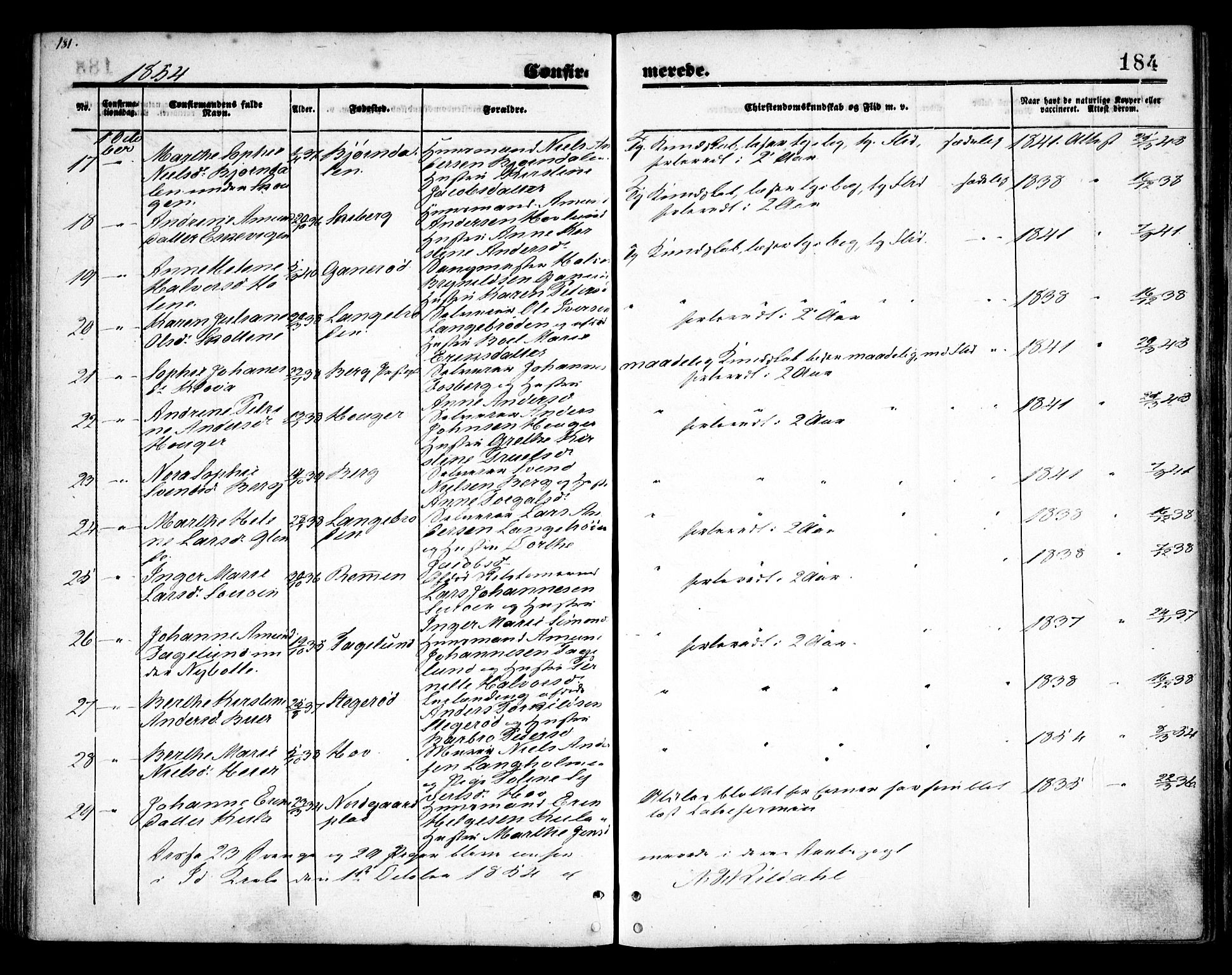 Idd prestekontor Kirkebøker, AV/SAO-A-10911/F/Fc/L0004a: Parish register (official) no. III 4A, 1848-1860, p. 184