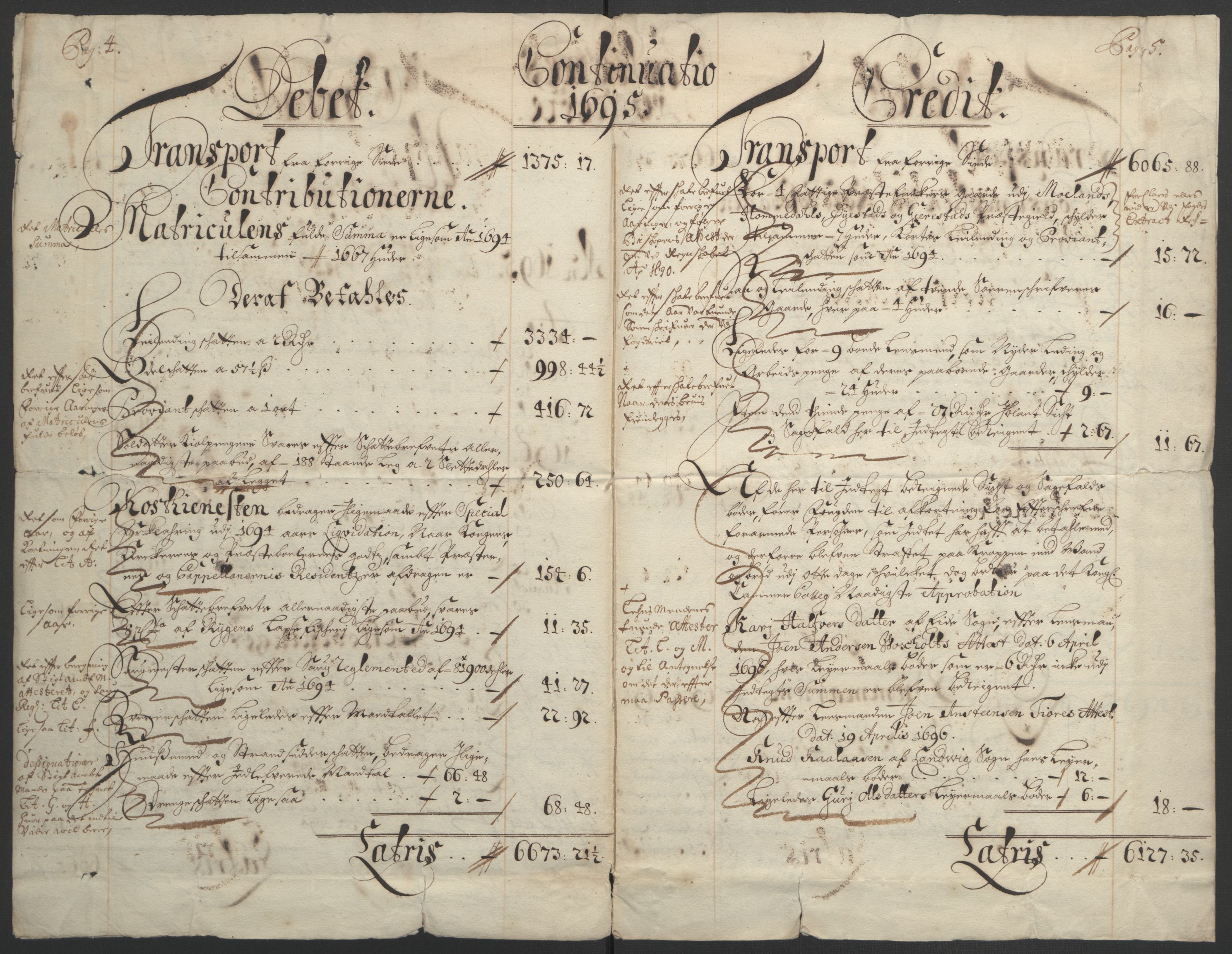 Rentekammeret inntil 1814, Reviderte regnskaper, Fogderegnskap, AV/RA-EA-4092/R39/L2312: Fogderegnskap Nedenes, 1693-1695, p. 228