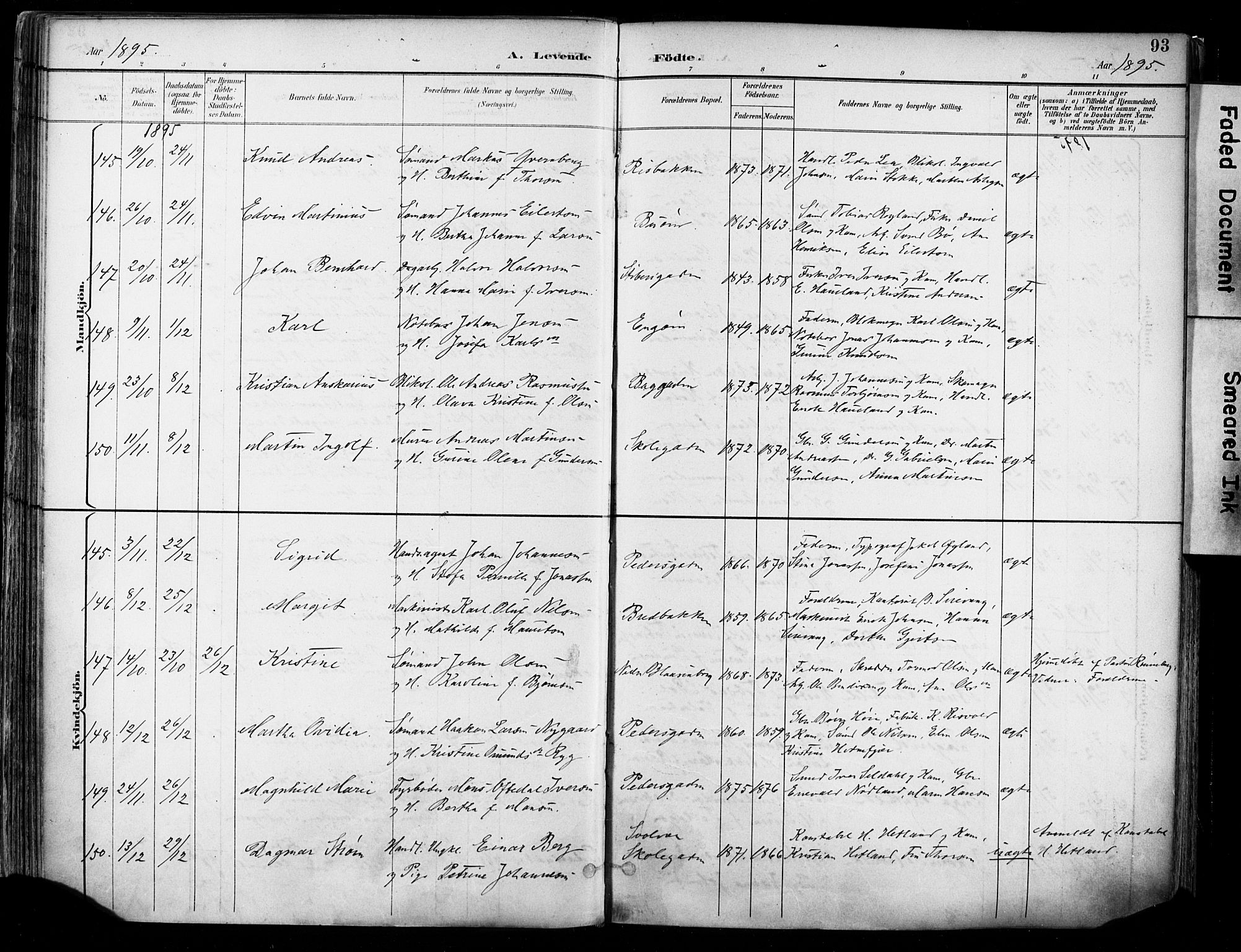 St. Johannes sokneprestkontor, SAST/A-101814/001/30/30BA/L0004: Parish register (official) no. A 4, 1891-1899, p. 93