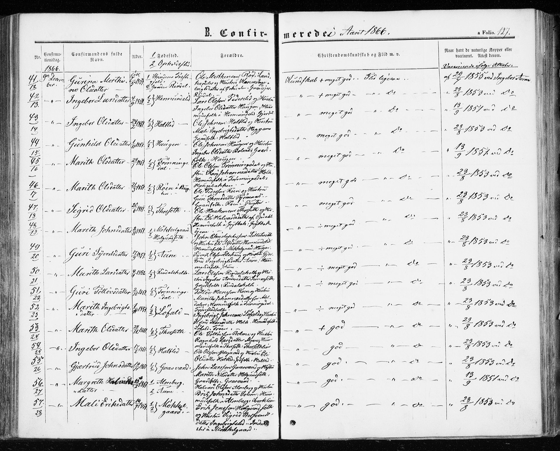 Ministerialprotokoller, klokkerbøker og fødselsregistre - Møre og Romsdal, AV/SAT-A-1454/598/L1067: Parish register (official) no. 598A01, 1858-1871, p. 127