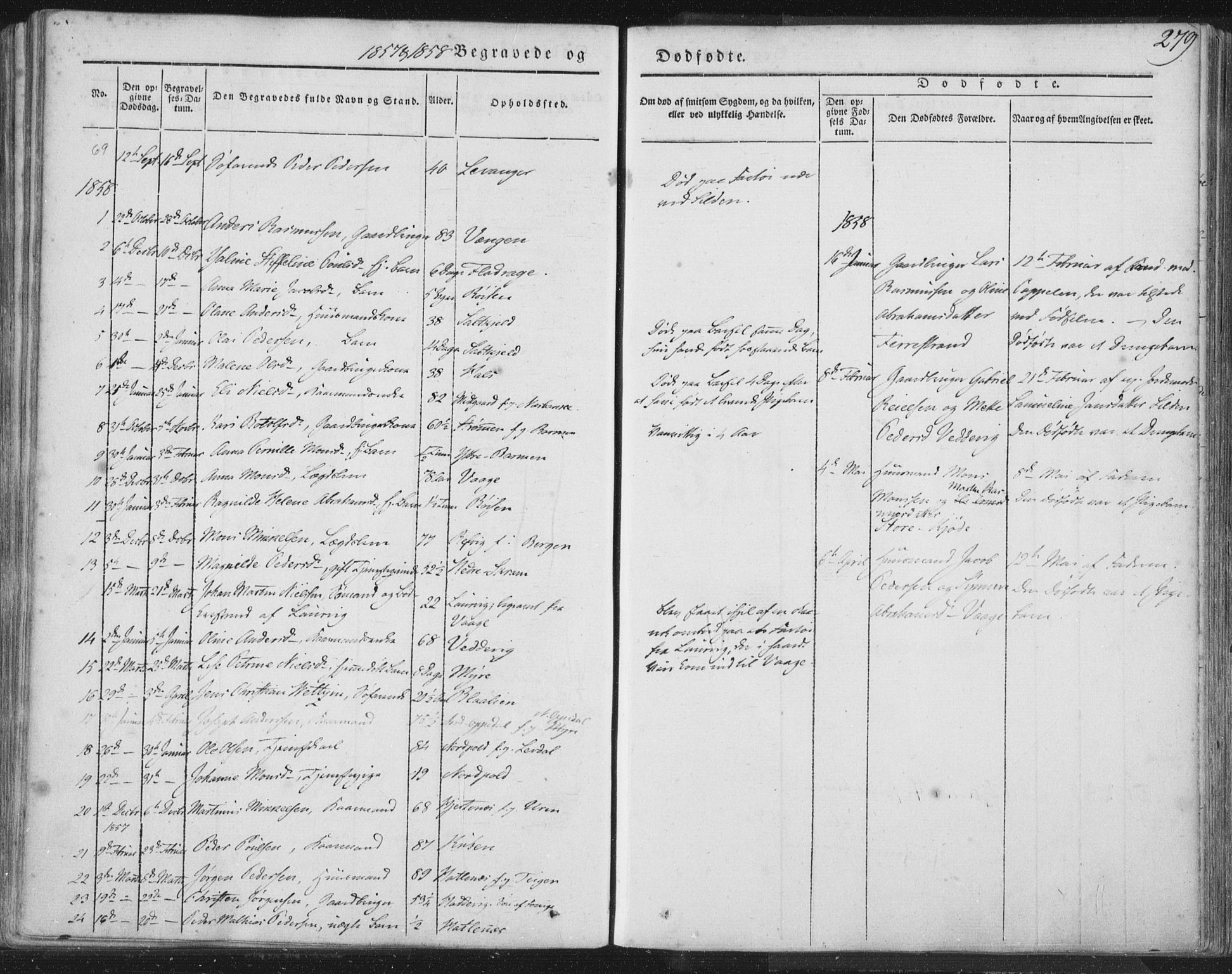 Selje sokneprestembete, AV/SAB-A-99938/H/Ha/Haa/Haaa: Parish register (official) no. A 10, 1844-1858, p. 279