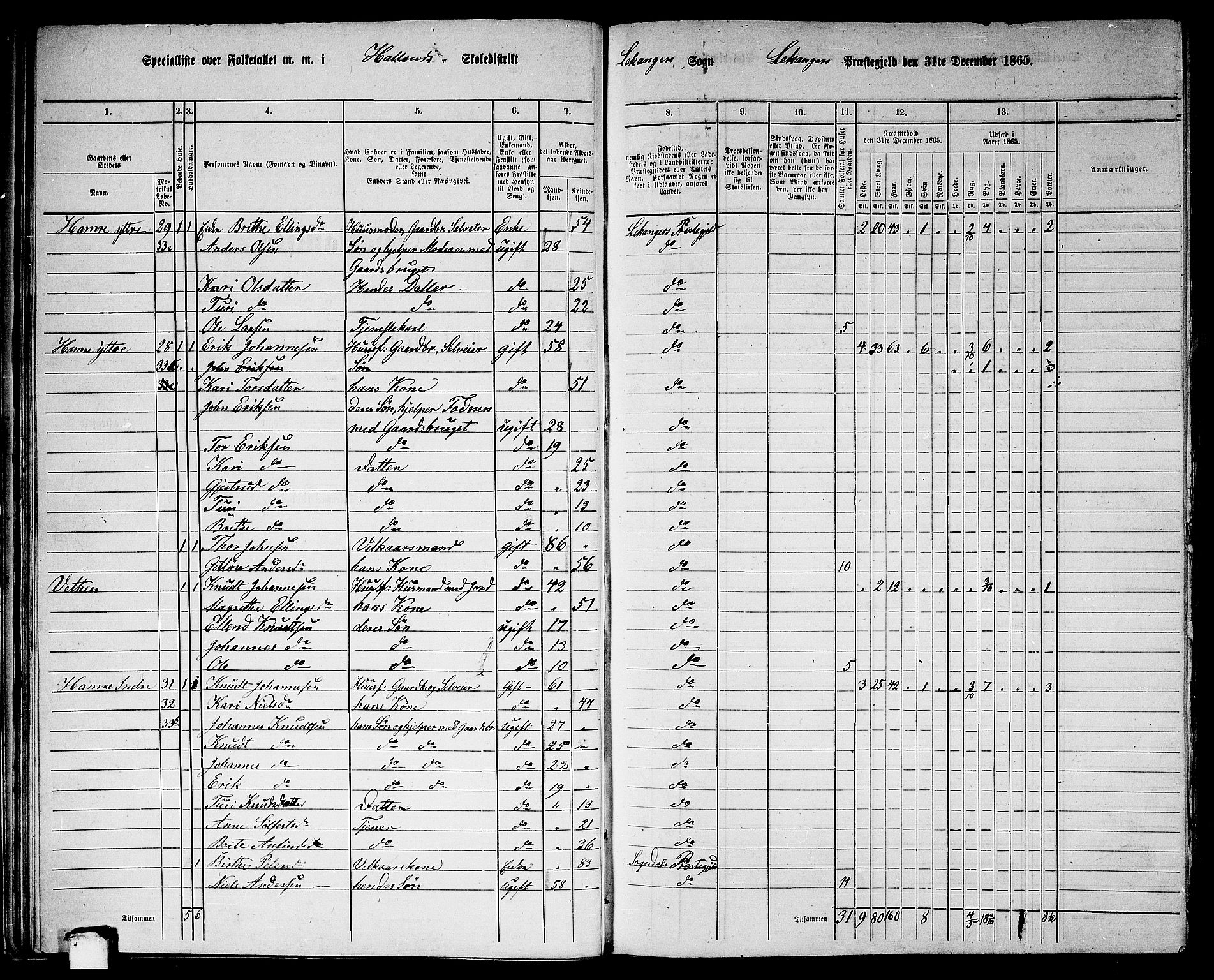 RA, 1865 census for Leikanger, 1865, p. 32