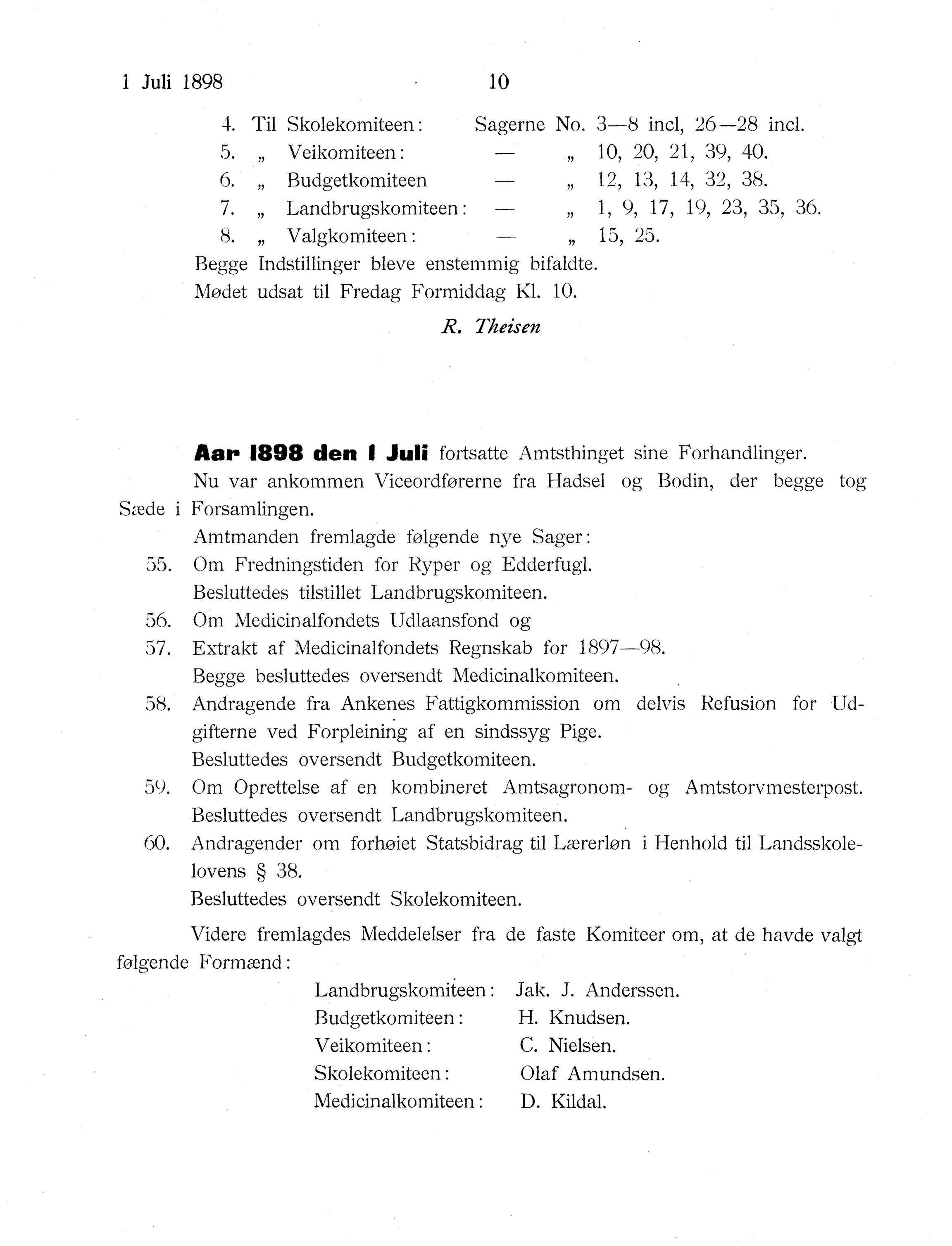 Nordland Fylkeskommune. Fylkestinget, AIN/NFK-17/176/A/Ac/L0021: Fylkestingsforhandlinger 1898, 1898, p. 10