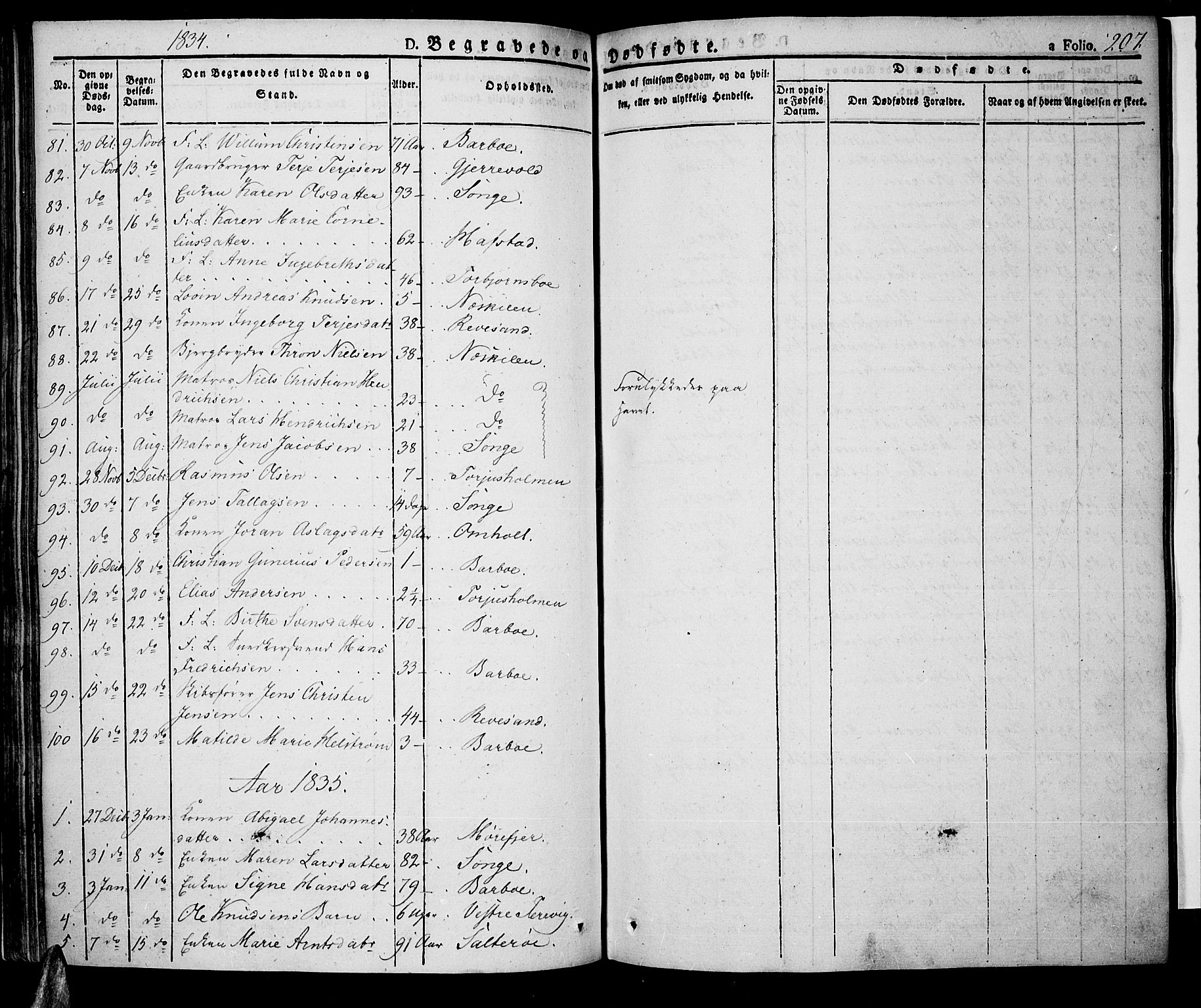 Tromøy sokneprestkontor, SAK/1111-0041/F/Fa/L0003: Parish register (official) no. A 3, 1825-1837, p. 207