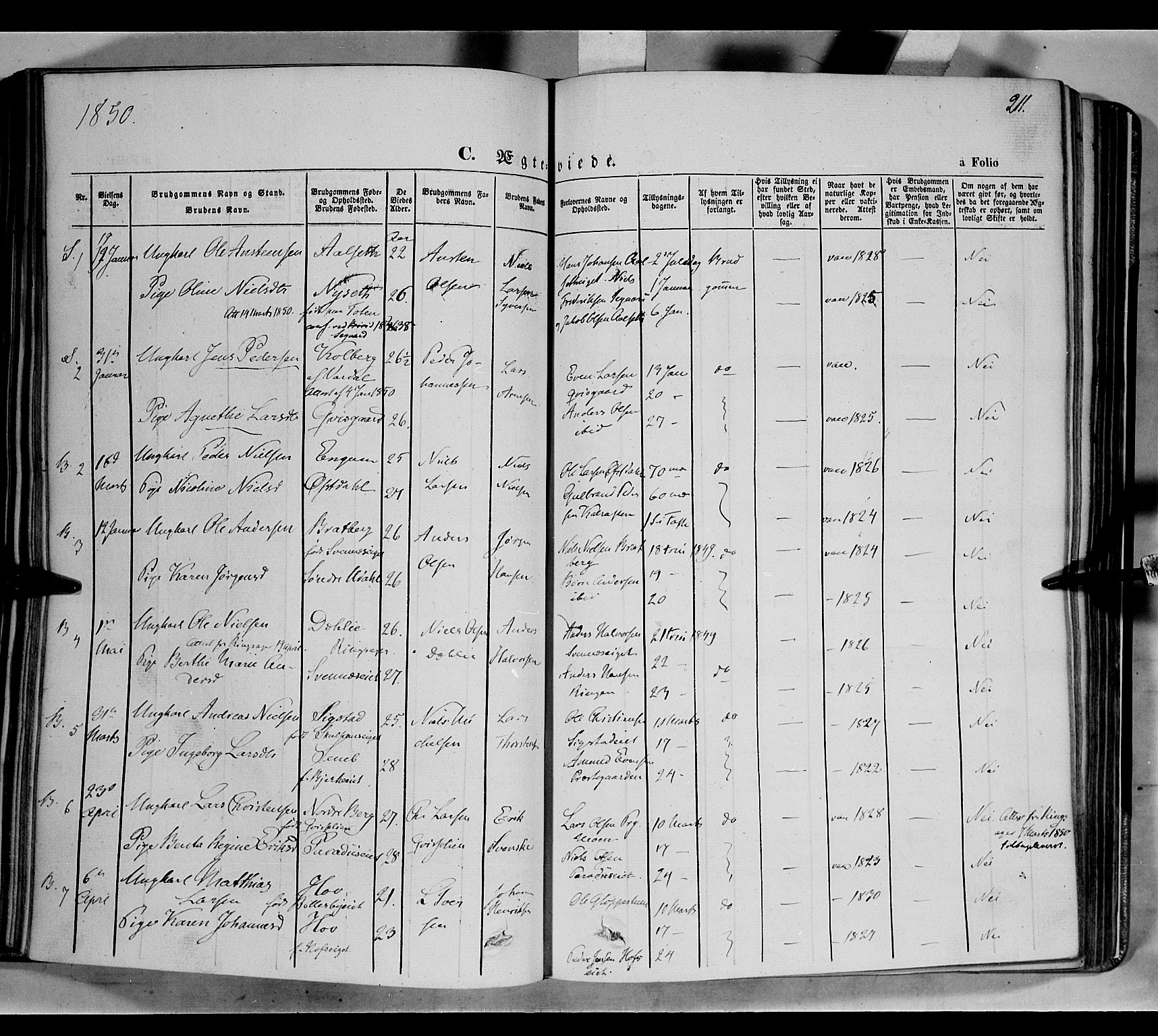 Biri prestekontor, SAH/PREST-096/H/Ha/Haa/L0005: Parish register (official) no. 5, 1843-1854, p. 211