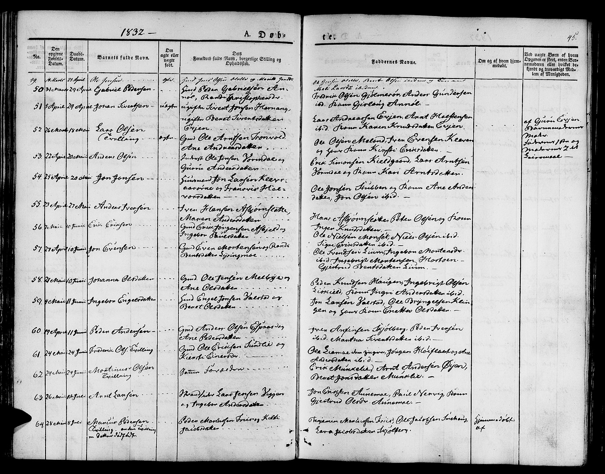 Ministerialprotokoller, klokkerbøker og fødselsregistre - Sør-Trøndelag, SAT/A-1456/668/L0804: Parish register (official) no. 668A04, 1826-1839, p. 45