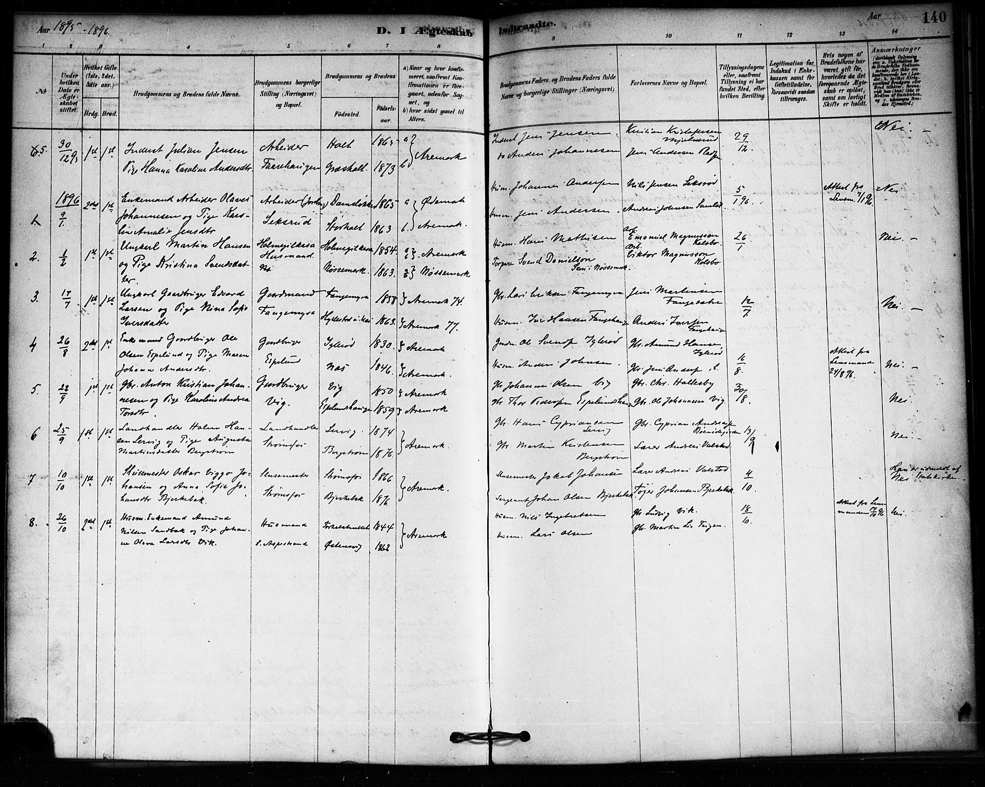 Aremark prestekontor Kirkebøker, SAO/A-10899/F/Fa/L0005: Parish register (official) no. I 5, 1878-1897, p. 140