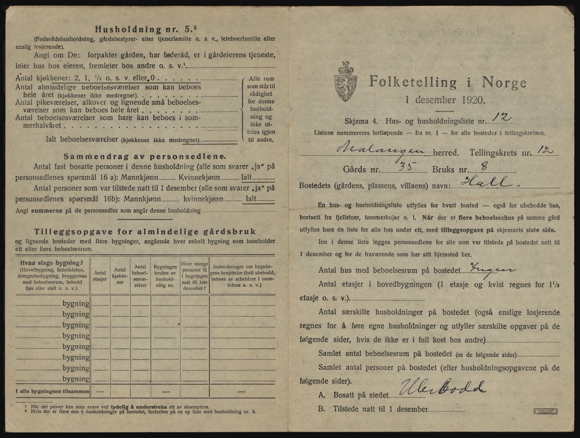 SATØ, 1920 census for Malangen, 1920, p. 664