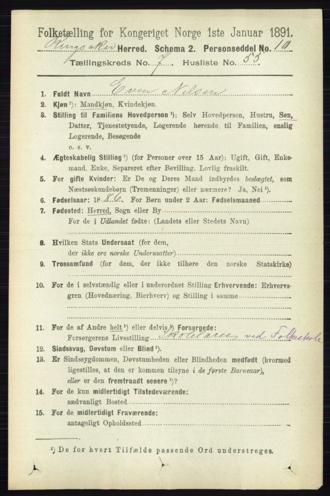 RA, 1891 census for 0412 Ringsaker, 1891, p. 4264