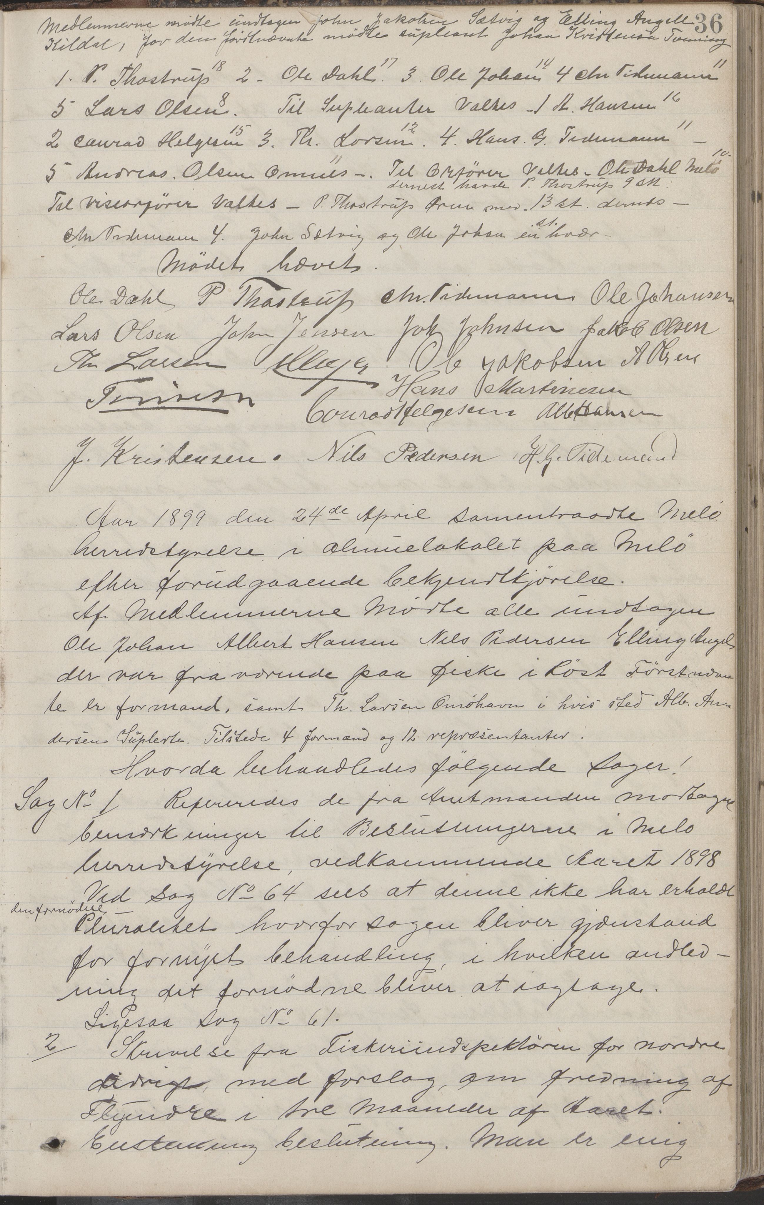 Meløy kommune. Formannskapet, AIN/K-18370.150/100/L0002: Forhandlingsprotokoll, 1895-1909, p. 36