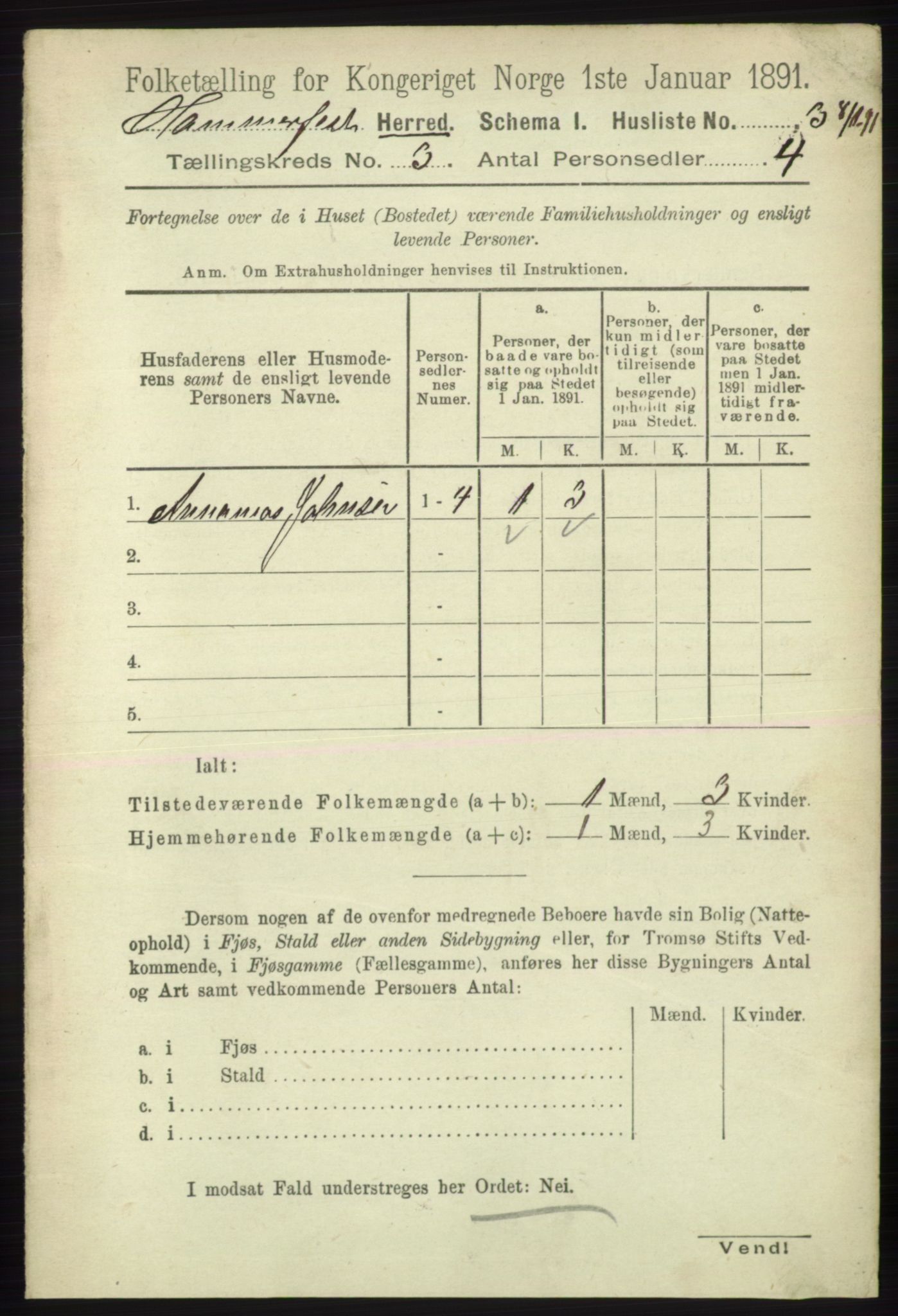RA, 1891 census for 2016 Hammerfest, 1891, p. 992