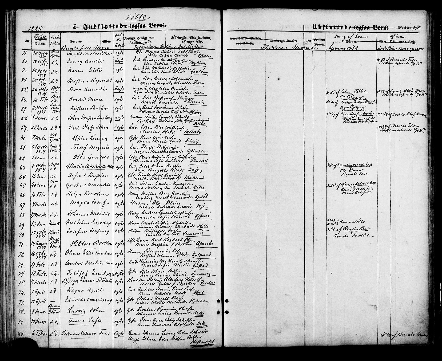 Ministerialprotokoller, klokkerbøker og fødselsregistre - Nordland, AV/SAT-A-1459/881/L1166: Parish register (copy) no. 881C03, 1876-1885, p. 218