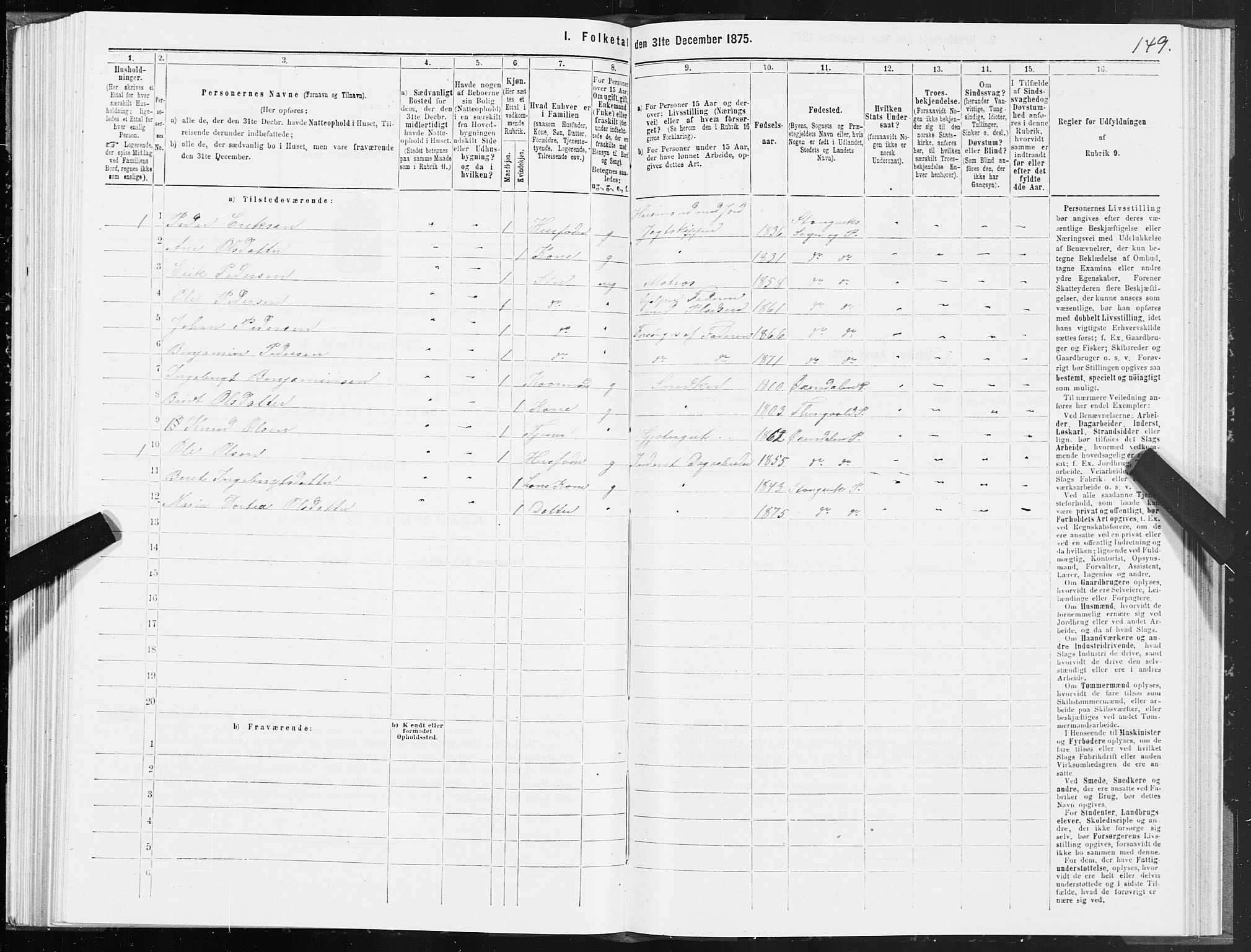 SAT, 1875 census for 1564P Stangvik, 1875, p. 1149