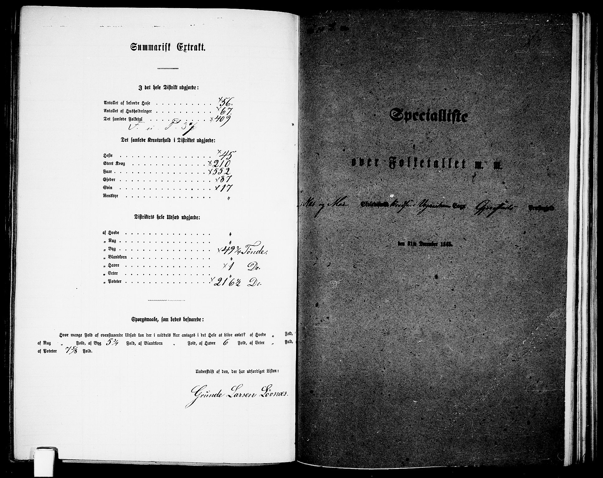 RA, 1865 census for Gjerstad, 1865, p. 146